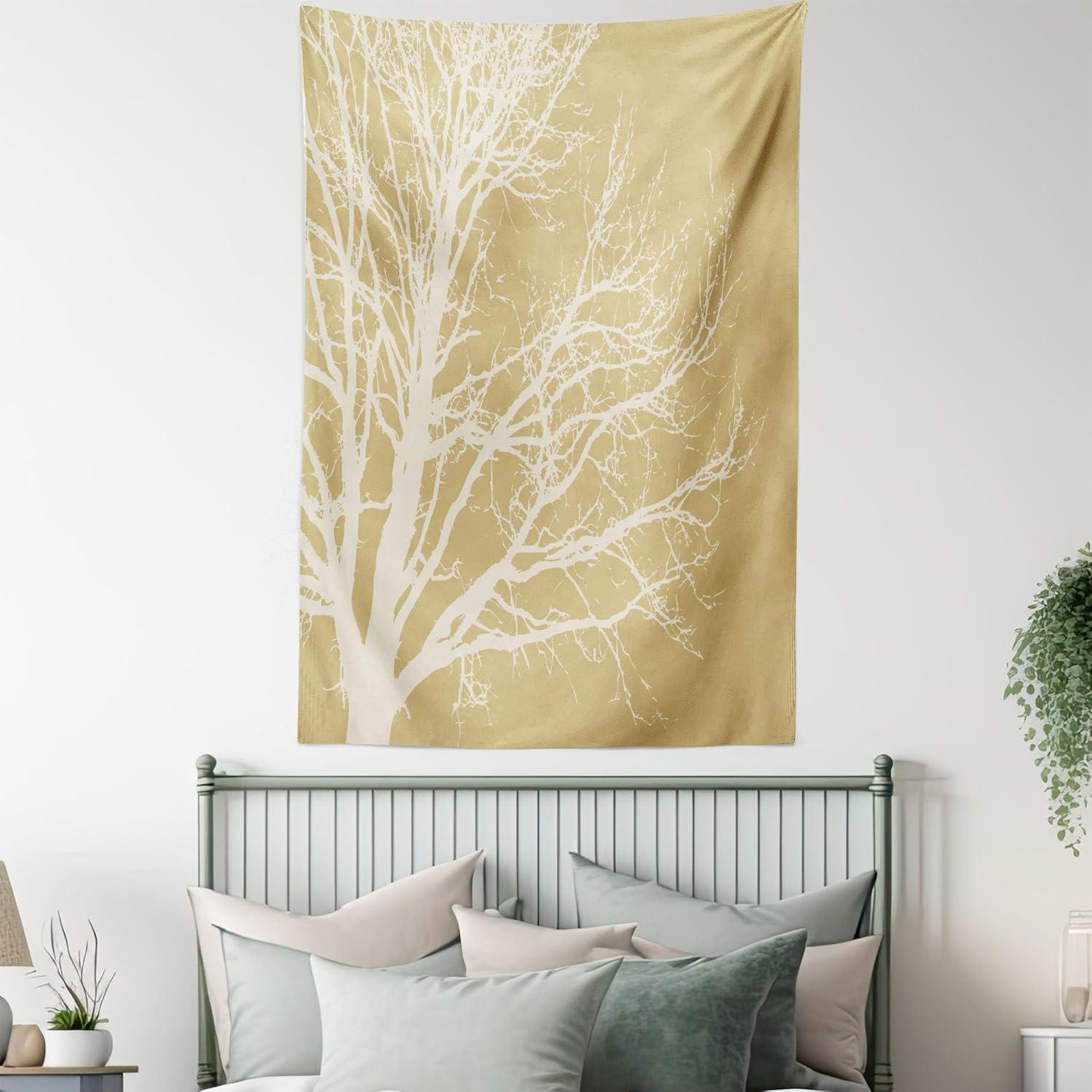 imageAmbesonne Forest Tapestry Mystic Dark Fog Atmosphere Deep in The Forest Woodland Nobody Silence Image Wide Wall Hanging for Bedroom Living Room Dorm 60 X 40 Brown Orange GreenCream Tan