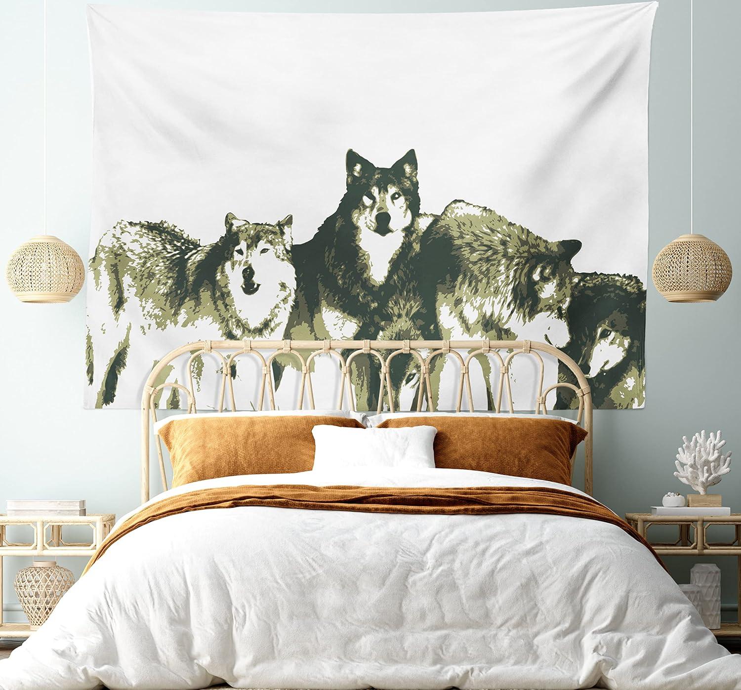 imageAmbesonne Forest Tapestry Mystic Dark Fog Atmosphere Deep in The Forest Woodland Nobody Silence Image Wide Wall Hanging for Bedroom Living Room Dorm 60 X 40 Brown Orange GreenBeige Black