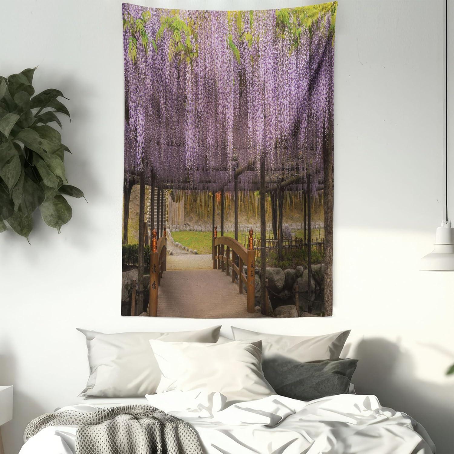 imageAmbesonne Forest Tapestry Mystic Dark Fog Atmosphere Deep in The Forest Woodland Nobody Silence Image Wide Wall Hanging for Bedroom Living Room Dorm 60 X 40 Brown Orange GreenPurple Brown