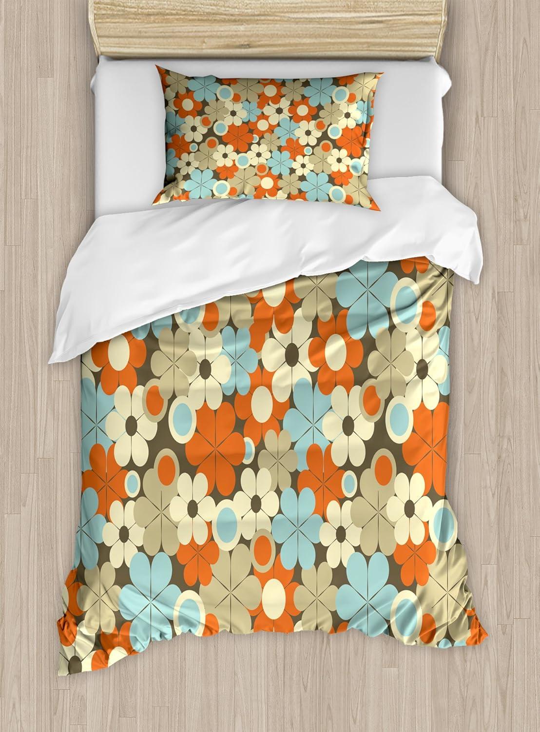 imageAmbesonne Kiss Duvet Cover Set Girl Black Silhouette Blowing Red Hearts Romance Love Valentines Day Theme Decorative 3 Piece Bedding Set with 2 Pillow Shams Queen Size Black White RedOrange Green