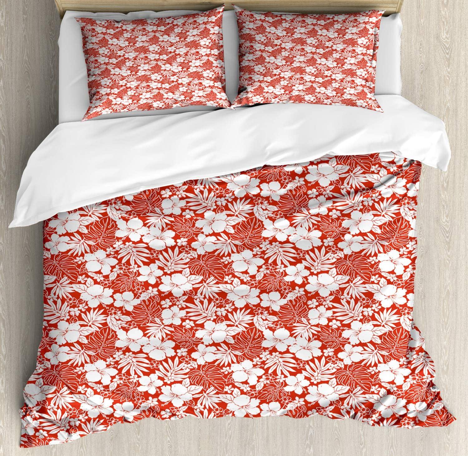 imageAmbesonne Kiss Duvet Cover Set Girl Black Silhouette Blowing Red Hearts Romance Love Valentines Day Theme Decorative 3 Piece Bedding Set with 2 Pillow Shams Queen Size Black White RedVermilion White