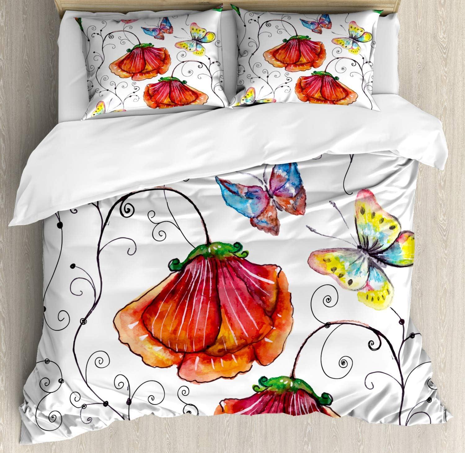 imageAmbesonne Kiss Duvet Cover Set Girl Black Silhouette Blowing Red Hearts Romance Love Valentines Day Theme Decorative 3 Piece Bedding Set with 2 Pillow Shams Queen Size Black White RedVermilion Multicolor