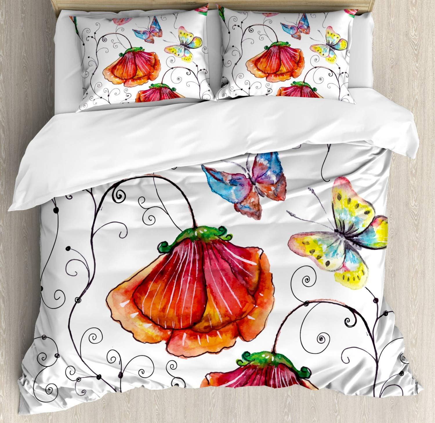 imageAmbesonne Kiss Duvet Cover Set Girl Black Silhouette Blowing Red Hearts Romance Love Valentines Day Theme Decorative 3 Piece Bedding Set with 2 Pillow Shams Queen Size Black White RedVermilion Multicolor