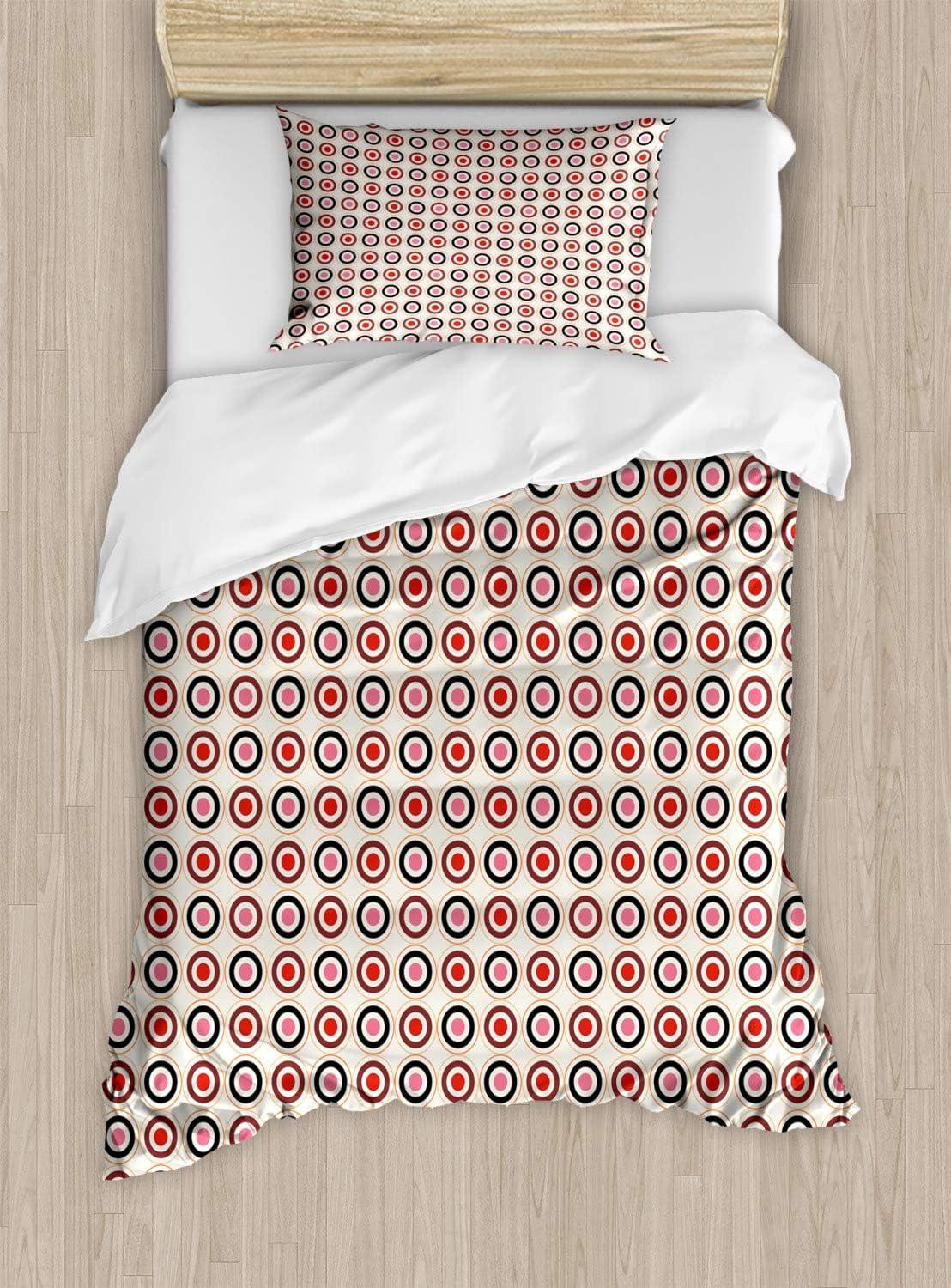 imageAmbesonne Kiss Duvet Cover Set Girl Black Silhouette Blowing Red Hearts Romance Love Valentines Day Theme Decorative 3 Piece Bedding Set with 2 Pillow Shams Queen Size Black White RedBeige Multicolor
