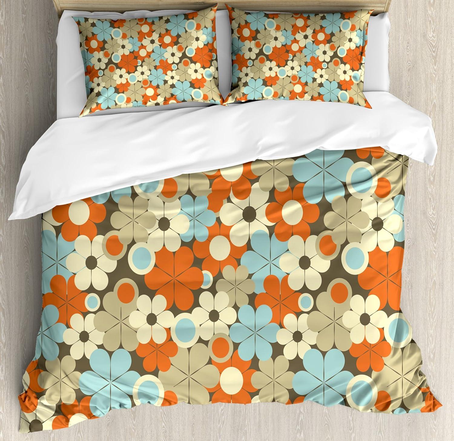 imageAmbesonne Kiss Duvet Cover Set Girl Black Silhouette Blowing Red Hearts Romance Love Valentines Day Theme Decorative 3 Piece Bedding Set with 2 Pillow Shams Queen Size Black White RedOrange Green