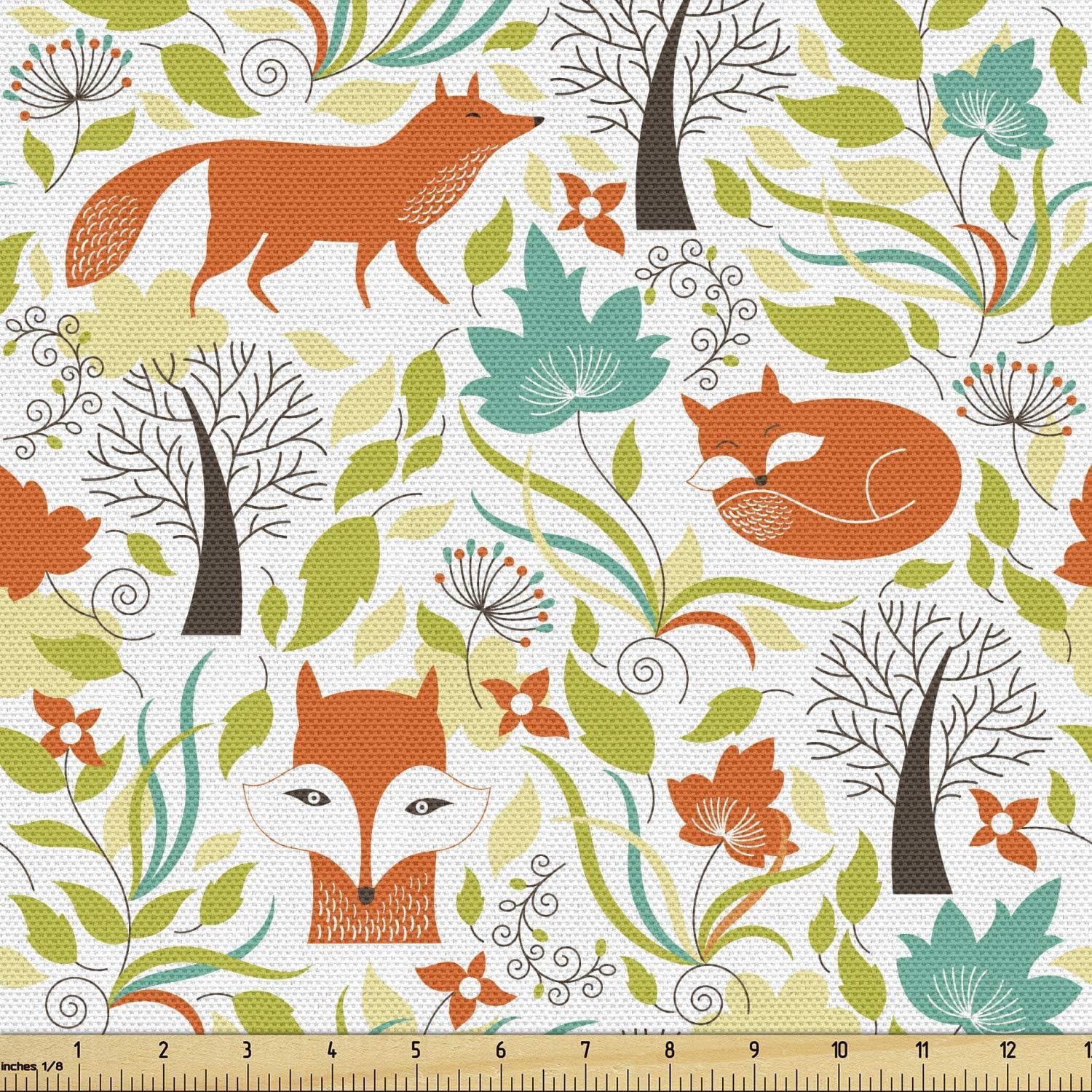 imageAmbesonne Kiss Fabric by The Yard Red Woman Lips Kiss Marks Pattern Romance Feminine Graphic Valentines Day Stretch Knit Fabric for Clothing Sewing and Arts Crafts 1 Yard Vermilion IvoryOrange Green and Blue