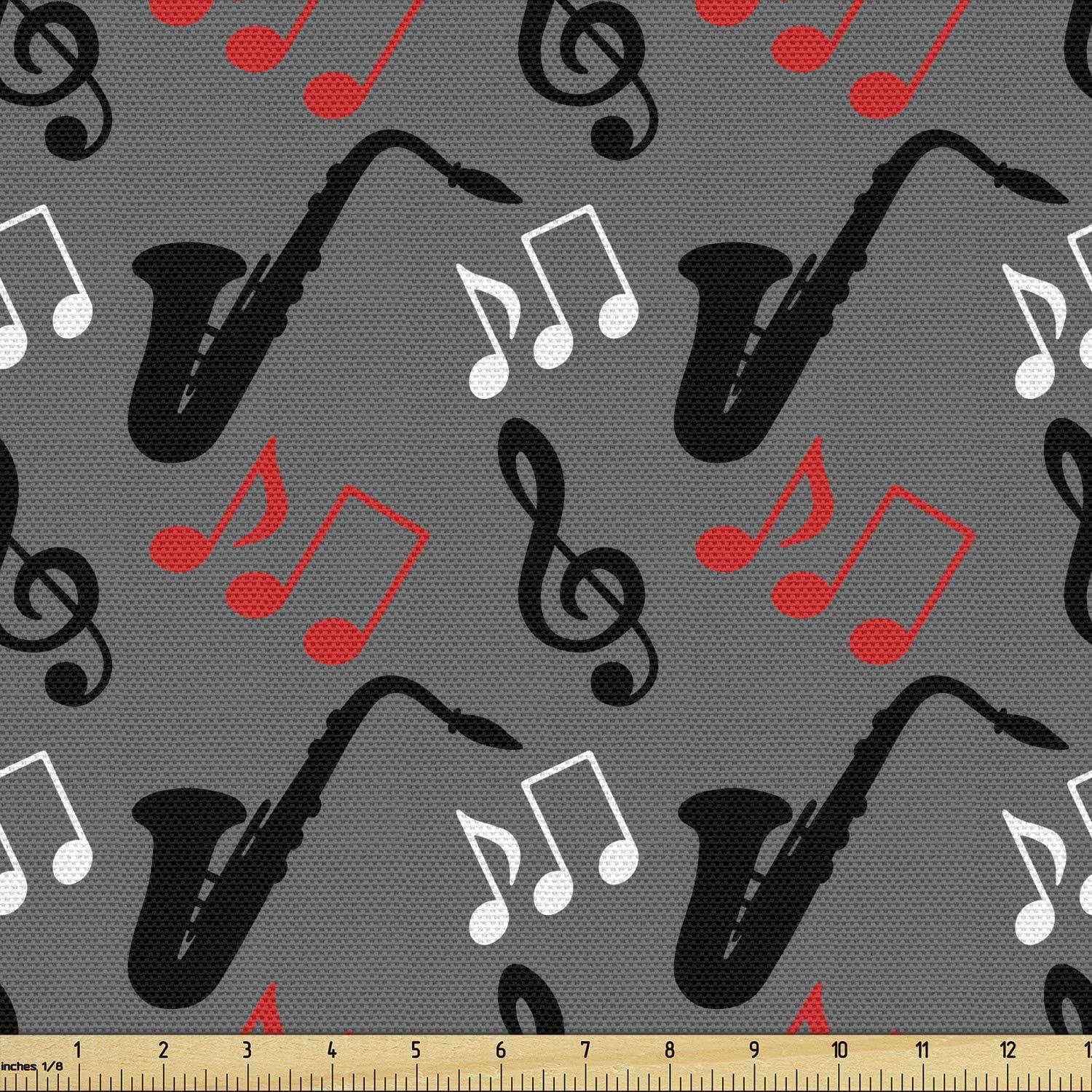 imageAmbesonne Kiss Fabric by The Yard Red Woman Lips Kiss Marks Pattern Romance Feminine Graphic Valentines Day Stretch Knit Fabric for Clothing Sewing and Arts Crafts 1 Yard Vermilion IvoryDimgrey Black