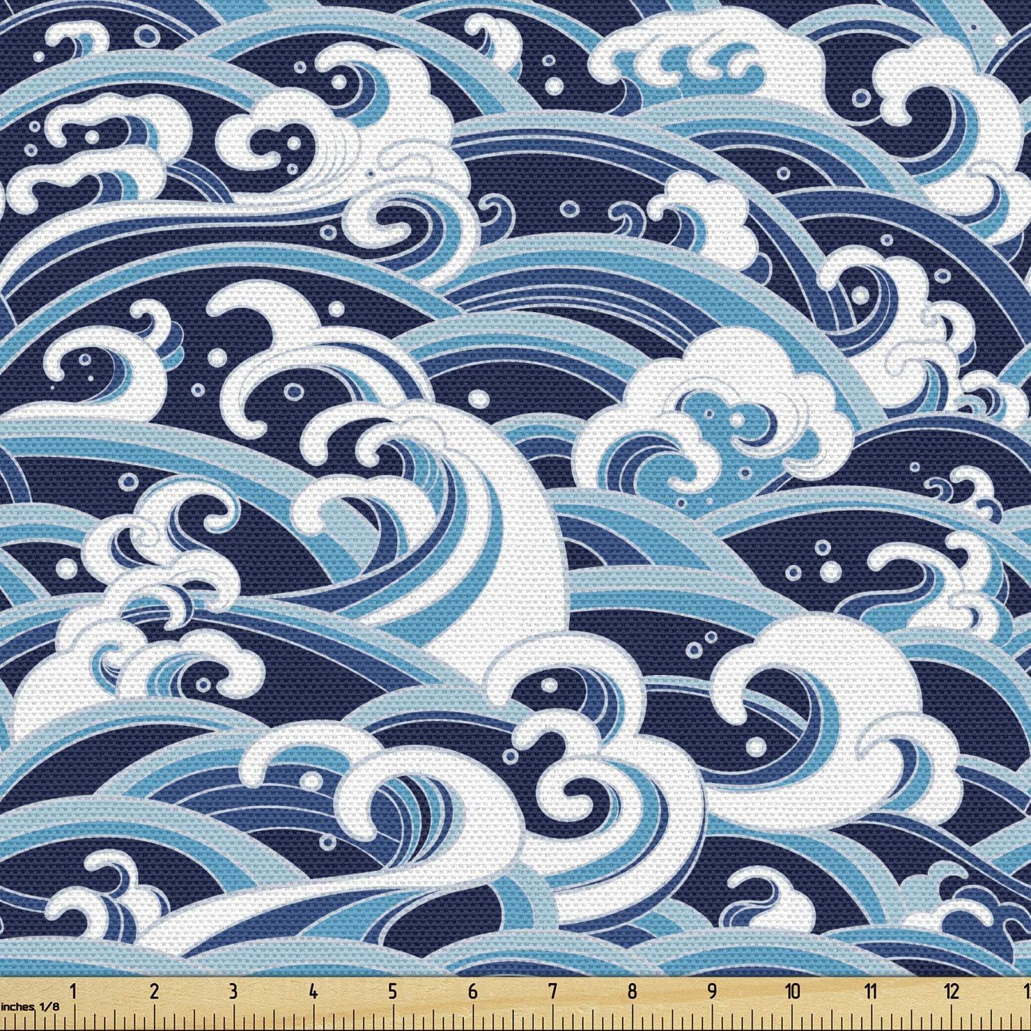 imageAmbesonne Kiss Fabric by The Yard Red Woman Lips Kiss Marks Pattern Romance Feminine Graphic Valentines Day Stretch Knit Fabric for Clothing Sewing and Arts Crafts 1 Yard Vermilion IvoryBlue Navy