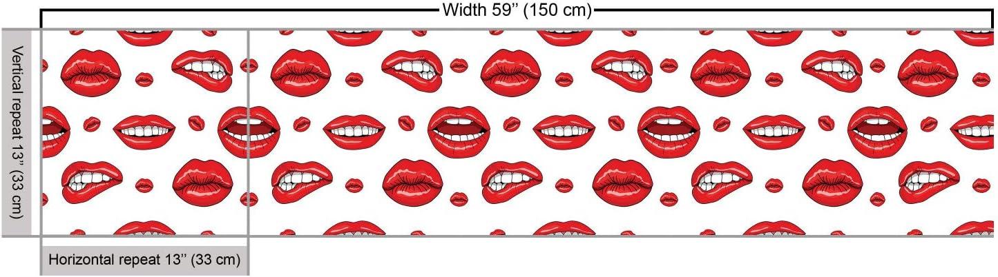 imageAmbesonne Kiss Fabric by The Yard Red Woman Lips Kiss Marks Pattern Romance Feminine Graphic Valentines Day Stretch Knit Fabric for Clothing Sewing and Arts Crafts 1 Yard Vermilion IvoryWhite Vermilion