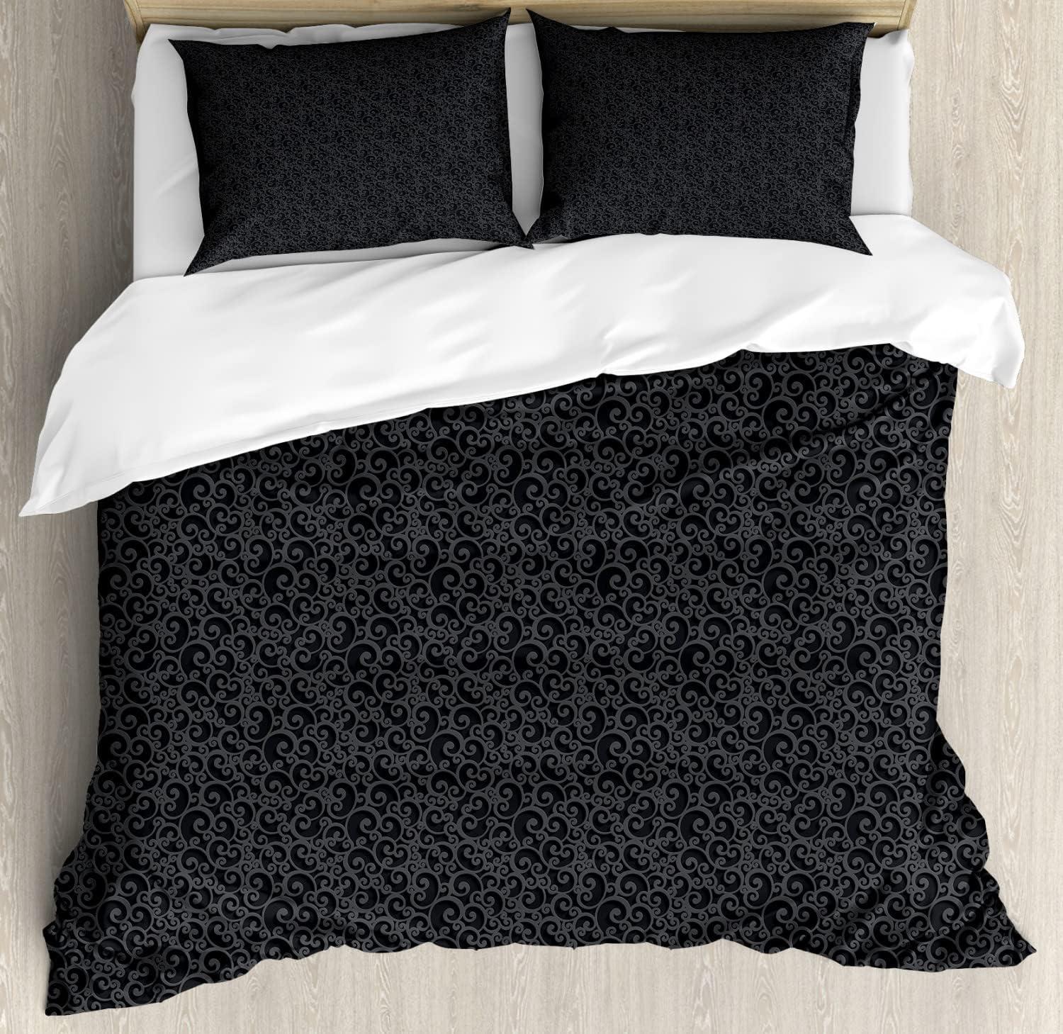 imageAmbesonne Purple Duvet Cover Set Unlucky Black Cat with Heart Filled Backdrop Valentines Day Animal Fun Decorative 3 Piece Bedding Set with 2 Pillow Shams Queen Size Lavender Pink BlackDark Grey
