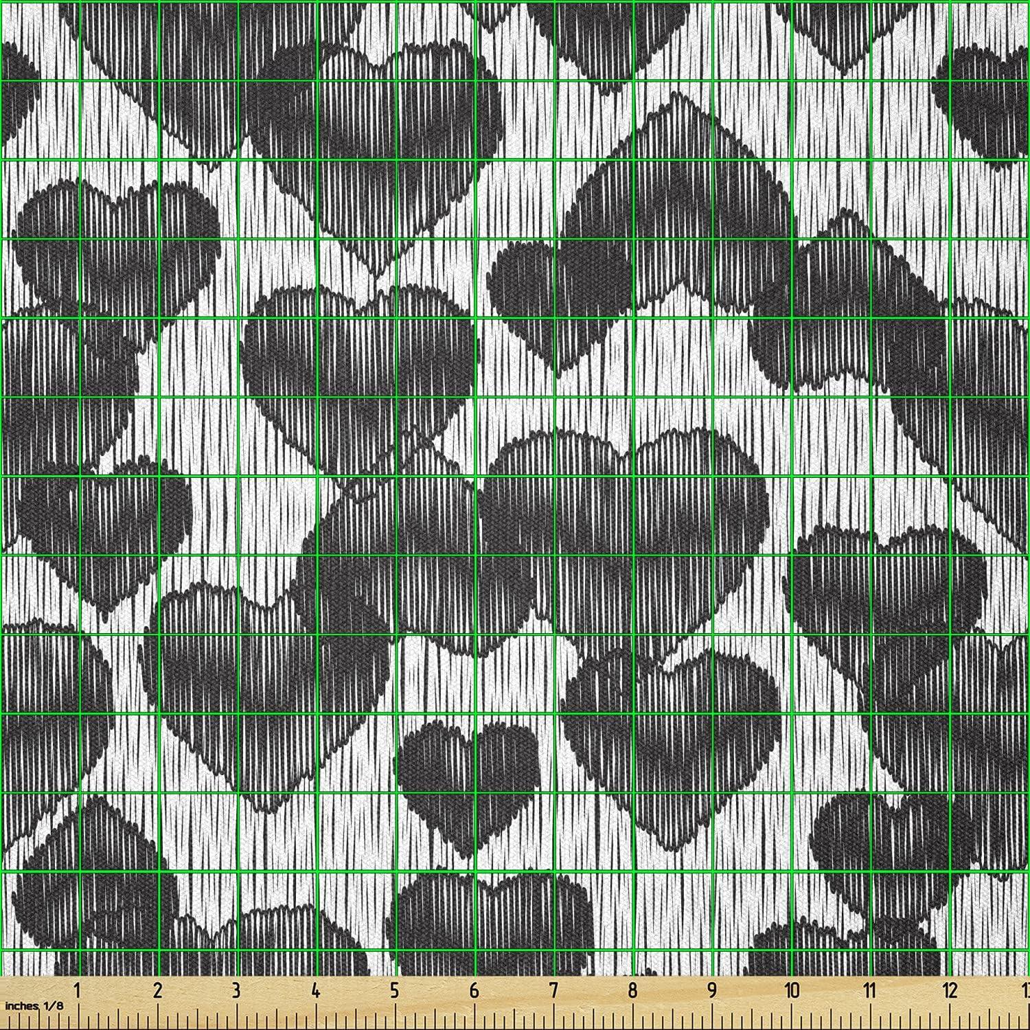 imageAmbesonne Romantic Fabric by The Yard Gothic Hearts Tattoo Style Valentines Love Graffiti Grunge Illustration Stretch Knit Fabric for Clothing Sewing and Arts Crafts 5 Yards Pale Grey BlackPale Grey Black