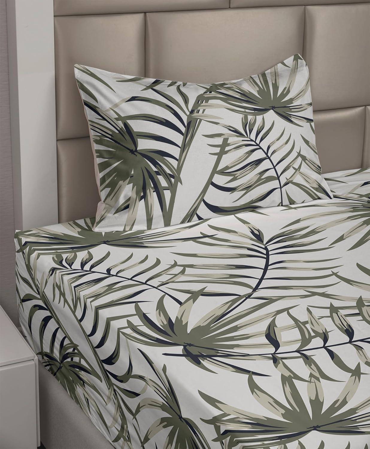 imageAmbesonne Spring Floral Sheet Set Valentines Day Concept Romantic Garden Flowers with Leaves Greenery Fitted and Flat Sheet with Pillowcases Bedding Accent 4 Piece Set Queen Seafoam Peach WhiteSage Green and Grey Yellow
