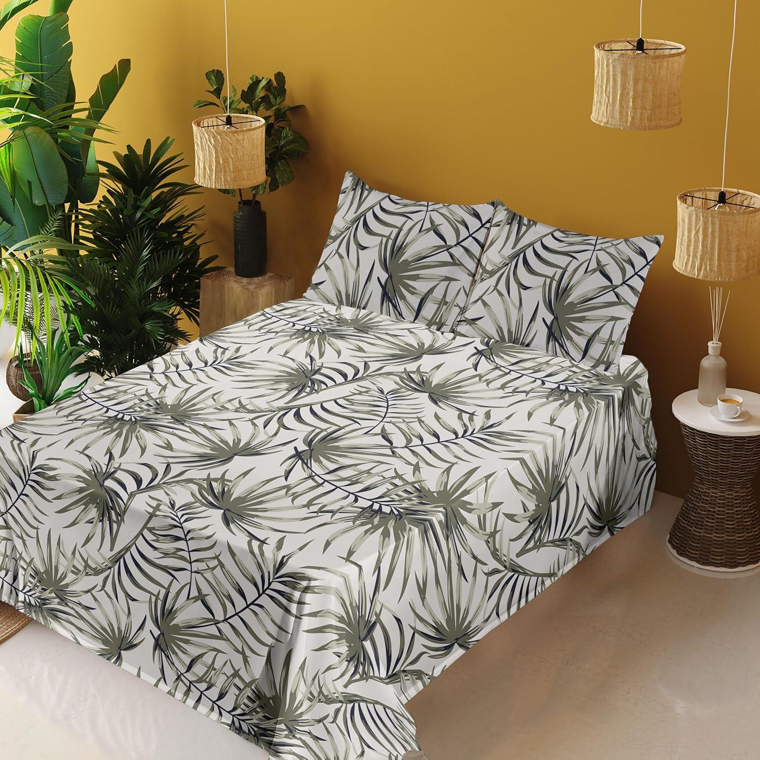 imageAmbesonne Spring Floral Sheet Set Valentines Day Concept Romantic Garden Flowers with Leaves Greenery Fitted and Flat Sheet with Pillowcases Bedding Accent 4 Piece Set Queen Seafoam Peach WhiteSage Green and Grey Yellow