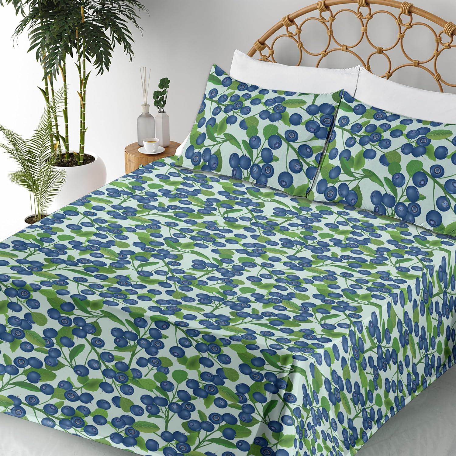 imageAmbesonne Spring Floral Sheet Set Valentines Day Concept Romantic Garden Flowers with Leaves Greenery Fitted and Flat Sheet with Pillowcases Bedding Accent 4 Piece Set Queen Seafoam Peach WhiteDark Lavender Fern Green
