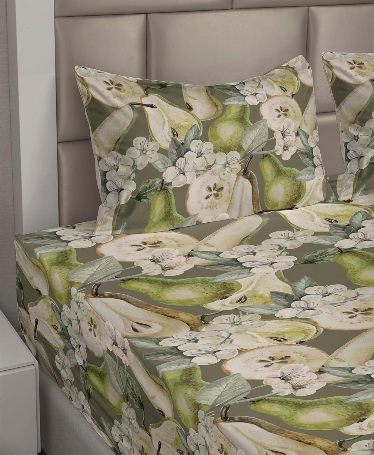 imageAmbesonne Spring Floral Sheet Set Valentines Day Concept Romantic Garden Flowers with Leaves Greenery Fitted and Flat Sheet with Pillowcases Bedding Accent 4 Piece Set Queen Seafoam Peach WhiteApple Green Champagne