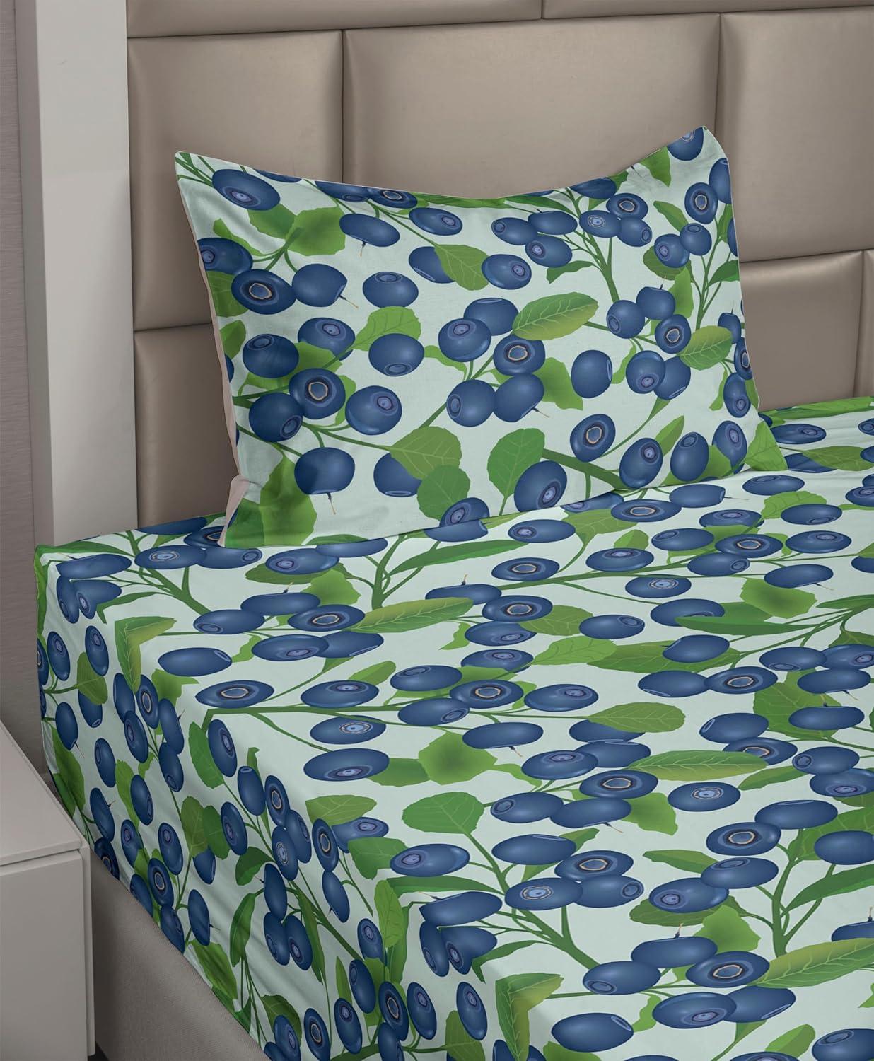 imageAmbesonne Spring Floral Sheet Set Valentines Day Concept Romantic Garden Flowers with Leaves Greenery Fitted and Flat Sheet with Pillowcases Bedding Accent 4 Piece Set Queen Seafoam Peach WhiteDark Lavender Fern Green