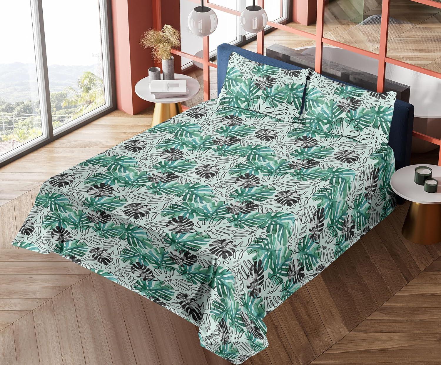 imageAmbesonne Spring Floral Sheet Set Valentines Day Concept Romantic Garden Flowers with Leaves Greenery Fitted and Flat Sheet with Pillowcases Bedding Accent 4 Piece Set Queen Seafoam Peach WhitePale Petrol Blue Grey