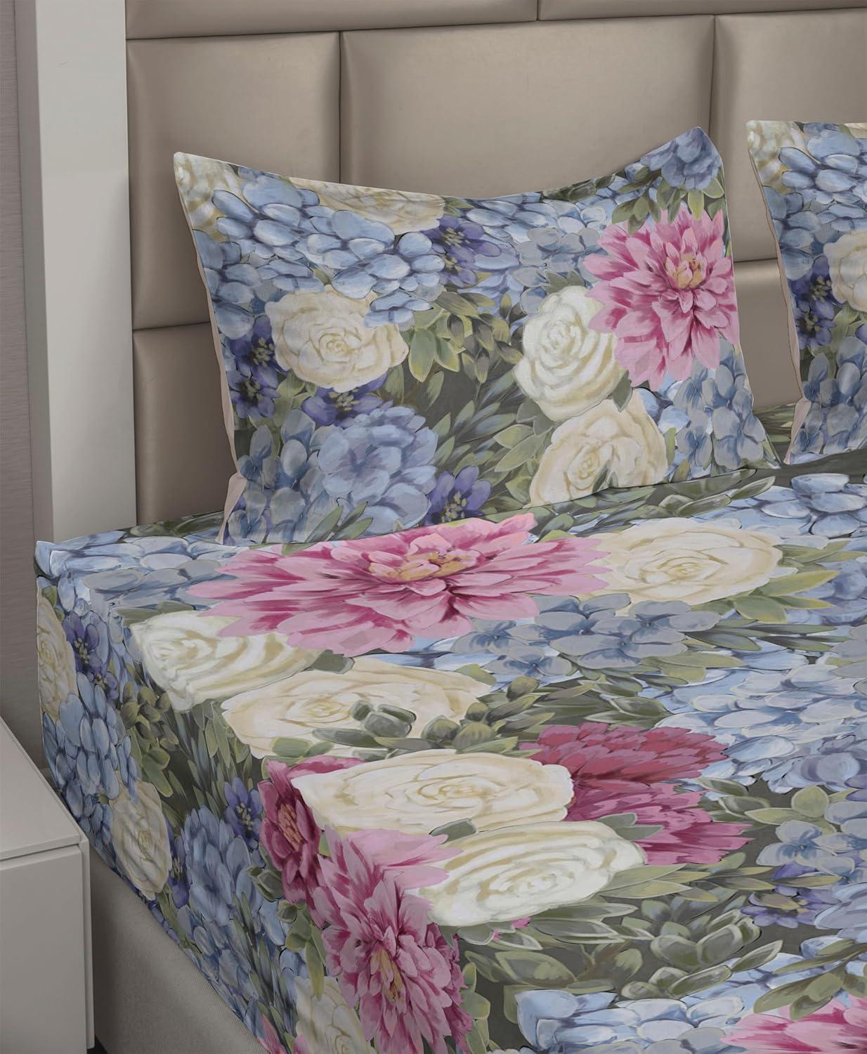 imageAmbesonne Spring Floral Sheet Set Valentines Day Concept Romantic Garden Flowers with Leaves Greenery Fitted and Flat Sheet with Pillowcases Bedding Accent 4 Piece Set Queen Seafoam Peach WhiteMauve Taupe Ceil Blue
