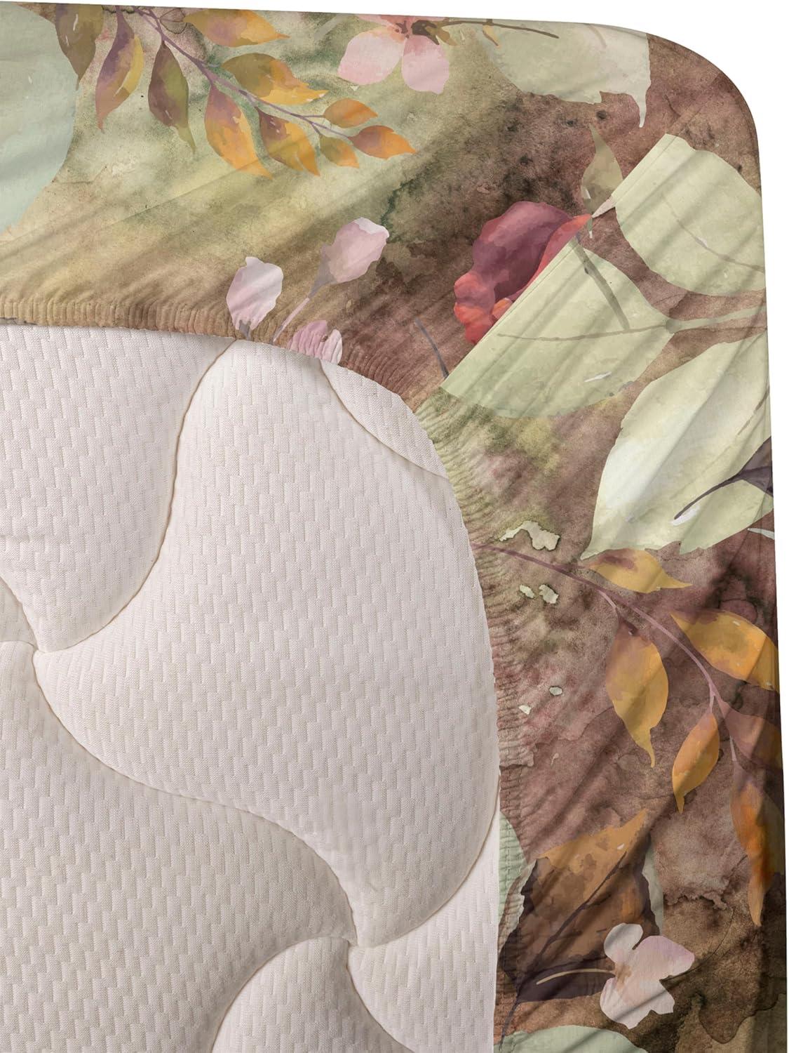 imageAmbesonne Spring Floral Sheet Set Valentines Day Concept Romantic Garden Flowers with Leaves Greenery Fitted and Flat Sheet with Pillowcases Bedding Accent 4 Piece Set Queen Seafoam Peach WhiteMustard Pistachio Green