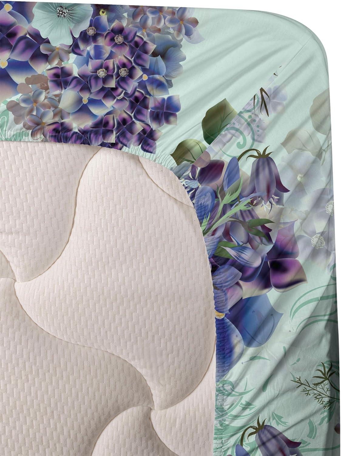 imageAmbesonne Spring Floral Sheet Set Valentines Day Concept Romantic Garden Flowers with Leaves Greenery Fitted and Flat Sheet with Pillowcases Bedding Accent 4 Piece Set Queen Seafoam Peach WhitePale Purple and Sage Green