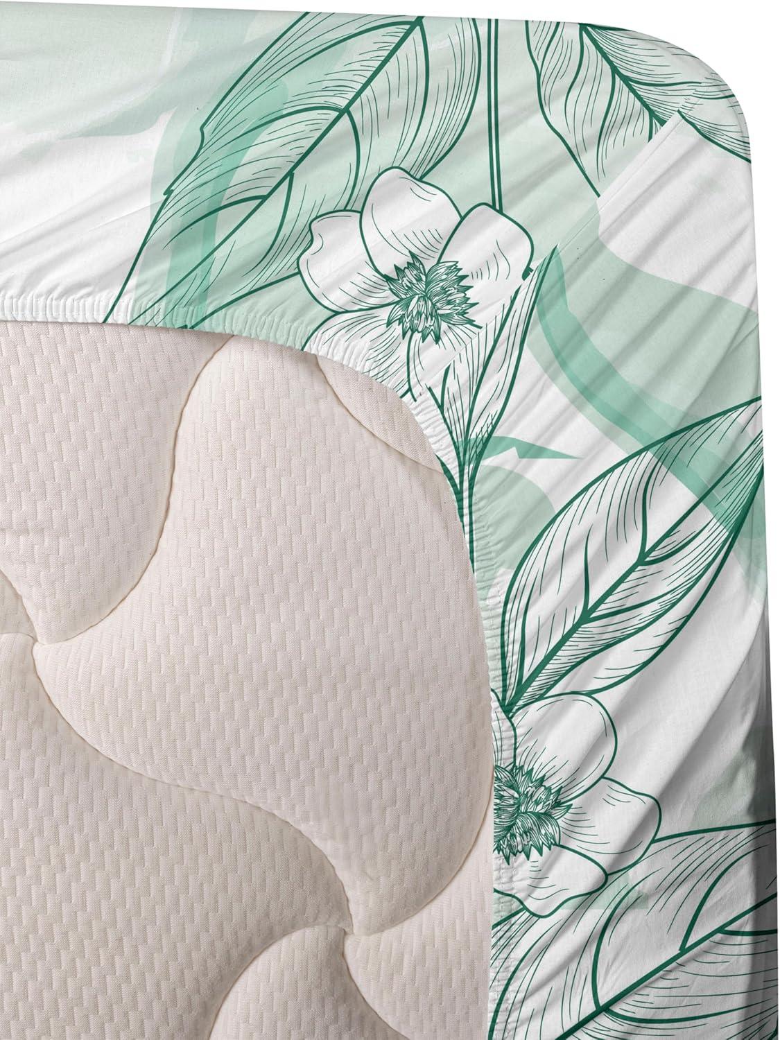 imageAmbesonne Spring Floral Sheet Set Valentines Day Concept Romantic Garden Flowers with Leaves Greenery Fitted and Flat Sheet with Pillowcases Bedding Accent 4 Piece Set Queen Seafoam Peach WhiteAlmond Green Sea Green