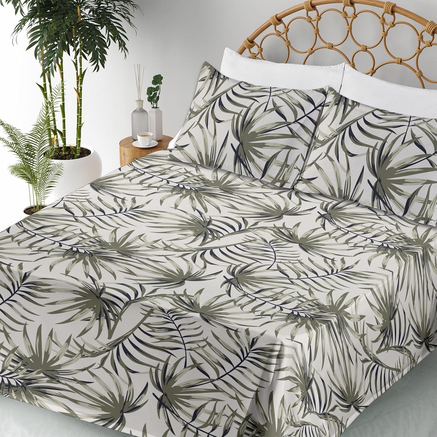 imageAmbesonne Spring Floral Sheet Set Valentines Day Concept Romantic Garden Flowers with Leaves Greenery Fitted and Flat Sheet with Pillowcases Bedding Accent 4 Piece Set Queen Seafoam Peach WhiteSage Green and Grey Yellow