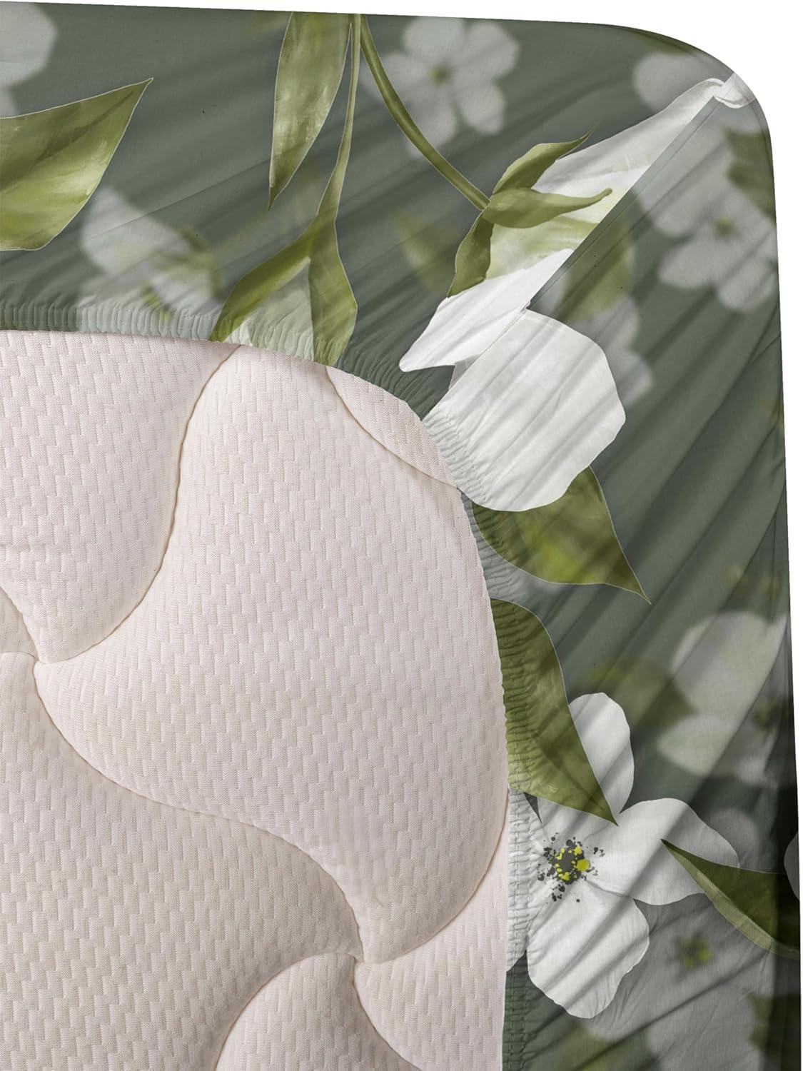 imageAmbesonne Spring Floral Sheet Set Valentines Day Concept Romantic Garden Flowers with Leaves Greenery Fitted and Flat Sheet with Pillowcases Bedding Accent 4 Piece Set Queen Seafoam Peach WhiteOff White Peacock Green