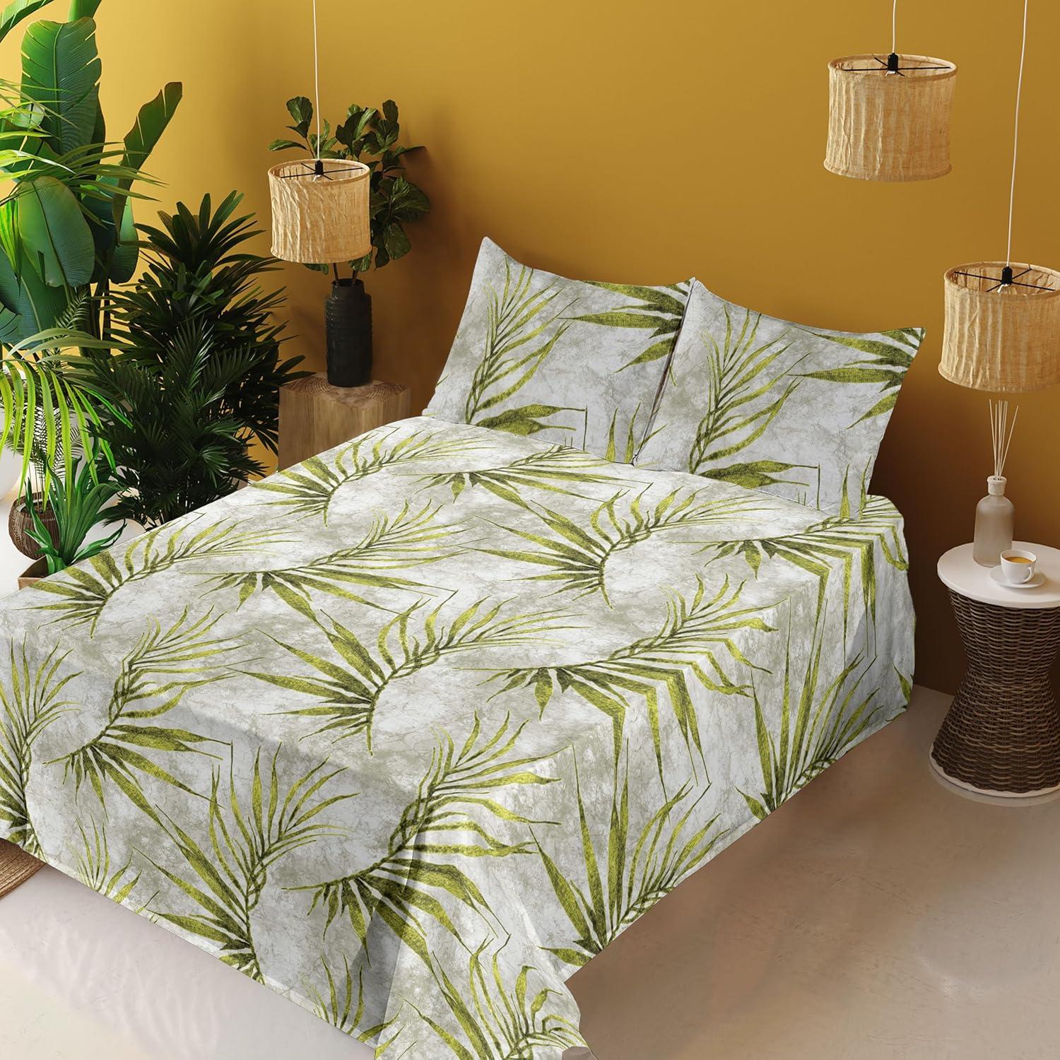 imageAmbesonne Spring Floral Sheet Set Valentines Day Concept Romantic Garden Flowers with Leaves Greenery Fitted and Flat Sheet with Pillowcases Bedding Accent 4 Piece Set Queen Seafoam Peach WhiteYellow Green Pale Grey