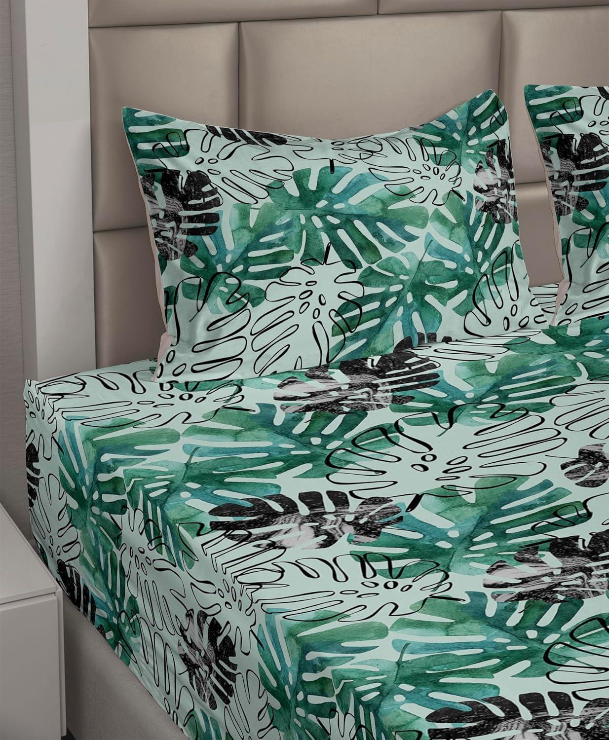 imageAmbesonne Spring Floral Sheet Set Valentines Day Concept Romantic Garden Flowers with Leaves Greenery Fitted and Flat Sheet with Pillowcases Bedding Accent 4 Piece Set Queen Seafoam Peach WhitePale Petrol Blue Grey