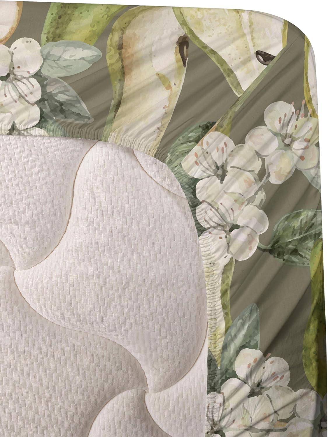 imageAmbesonne Spring Floral Sheet Set Valentines Day Concept Romantic Garden Flowers with Leaves Greenery Fitted and Flat Sheet with Pillowcases Bedding Accent 4 Piece Set Queen Seafoam Peach WhiteApple Green Champagne