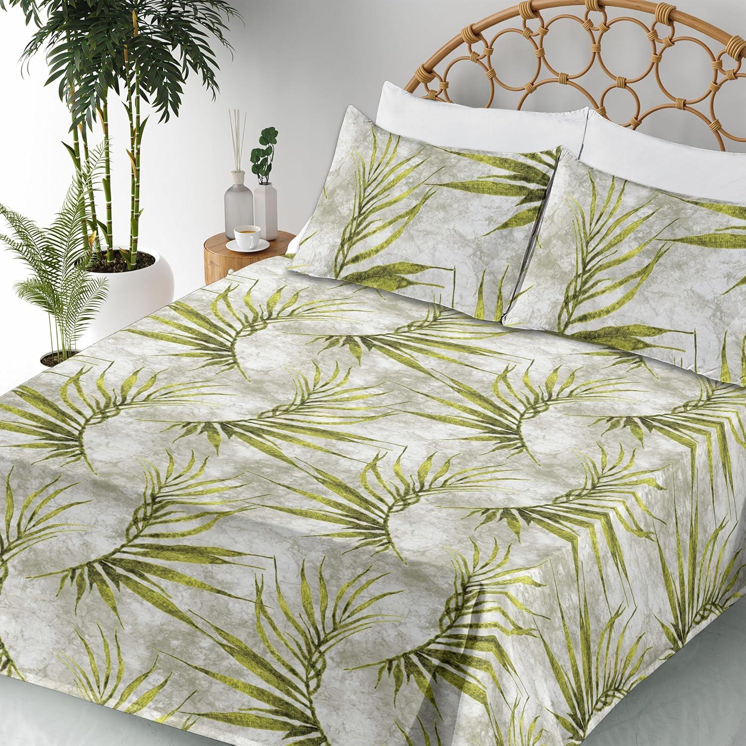 imageAmbesonne Spring Floral Sheet Set Valentines Day Concept Romantic Garden Flowers with Leaves Greenery Fitted and Flat Sheet with Pillowcases Bedding Accent 4 Piece Set Queen Seafoam Peach WhiteYellow Green Pale Grey