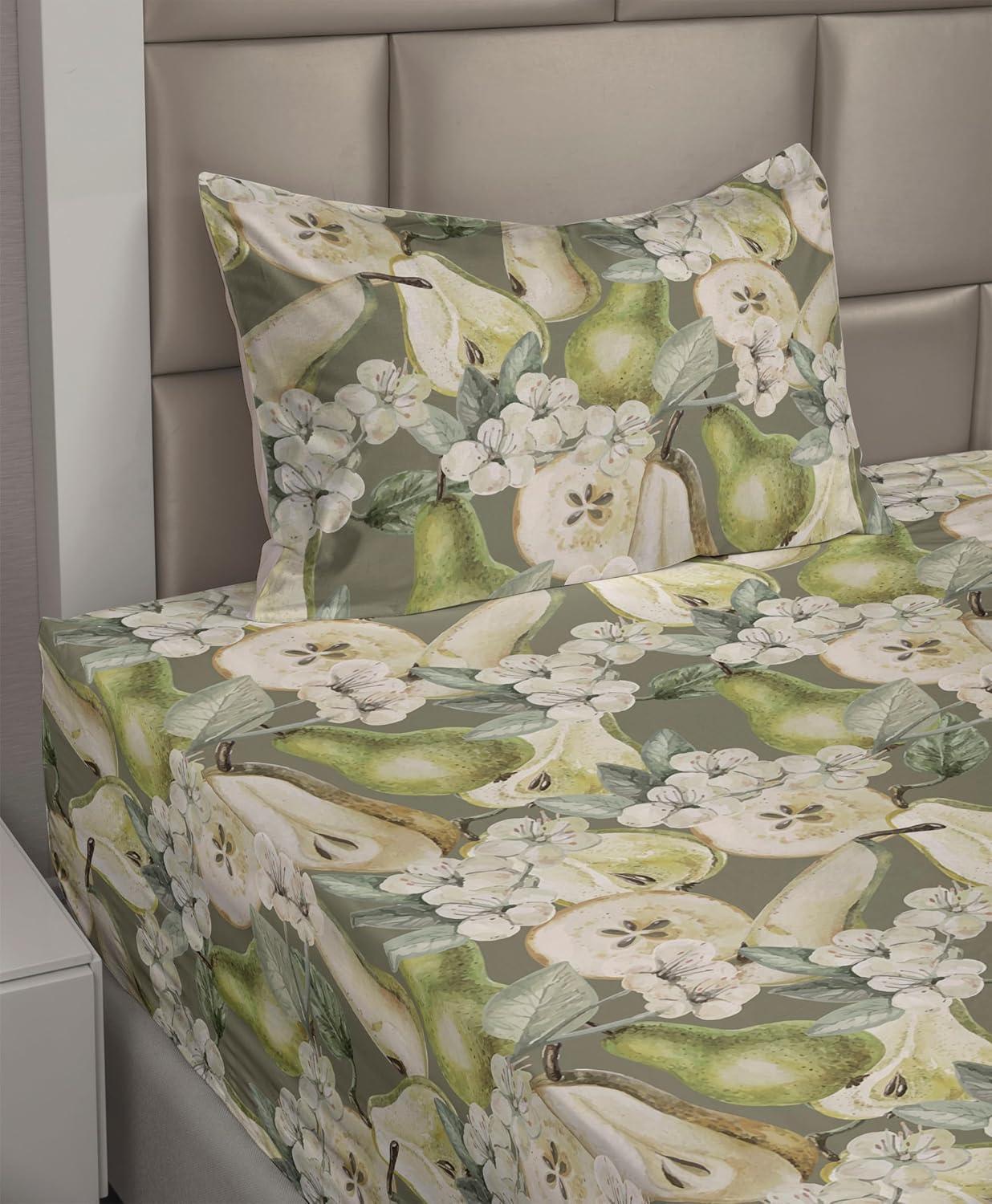 imageAmbesonne Spring Floral Sheet Set Valentines Day Concept Romantic Garden Flowers with Leaves Greenery Fitted and Flat Sheet with Pillowcases Bedding Accent 4 Piece Set Queen Seafoam Peach WhiteApple Green Champagne