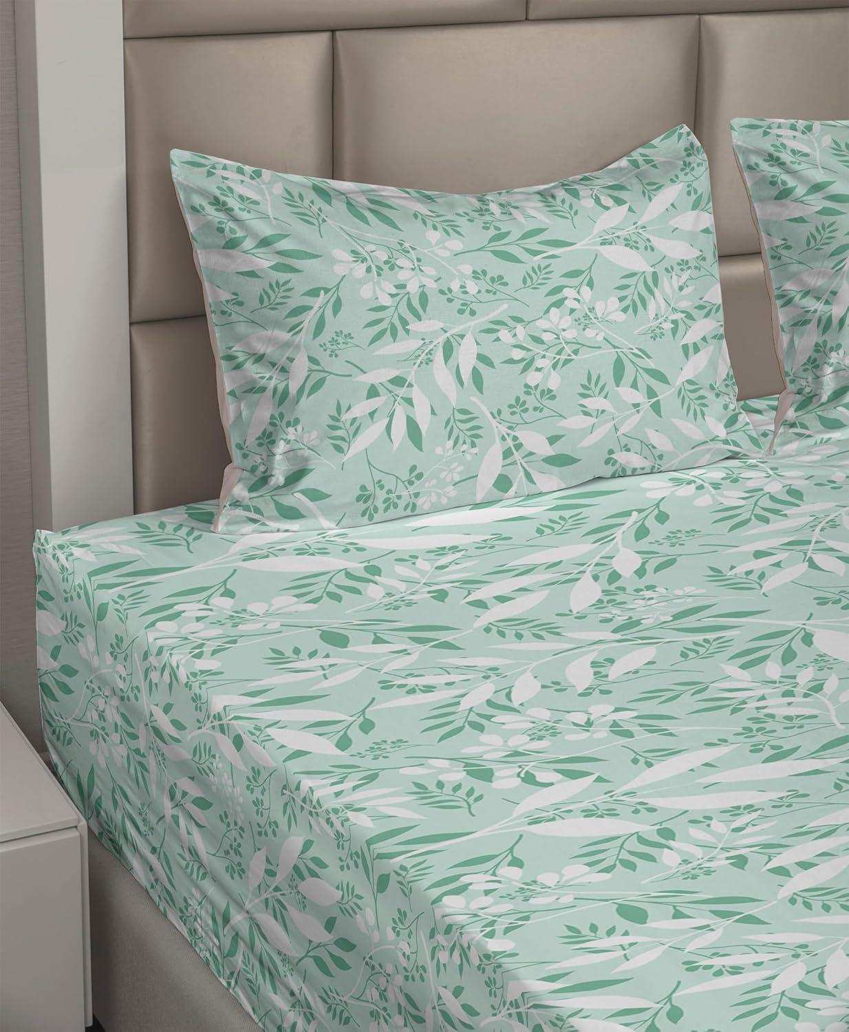 imageAmbesonne Spring Floral Sheet Set Valentines Day Concept Romantic Garden Flowers with Leaves Greenery Fitted and Flat Sheet with Pillowcases Bedding Accent 4 Piece Set Queen Seafoam Peach WhiteAlmond Green White