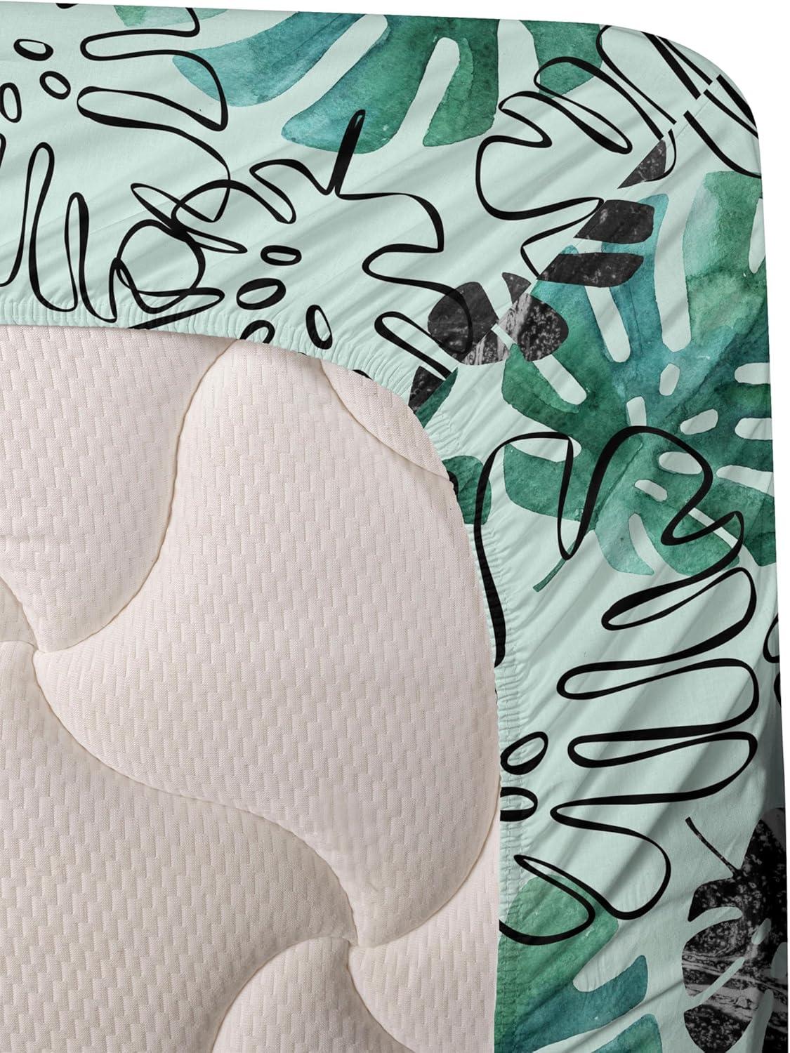 imageAmbesonne Spring Floral Sheet Set Valentines Day Concept Romantic Garden Flowers with Leaves Greenery Fitted and Flat Sheet with Pillowcases Bedding Accent 4 Piece Set Queen Seafoam Peach WhitePale Petrol Blue Grey