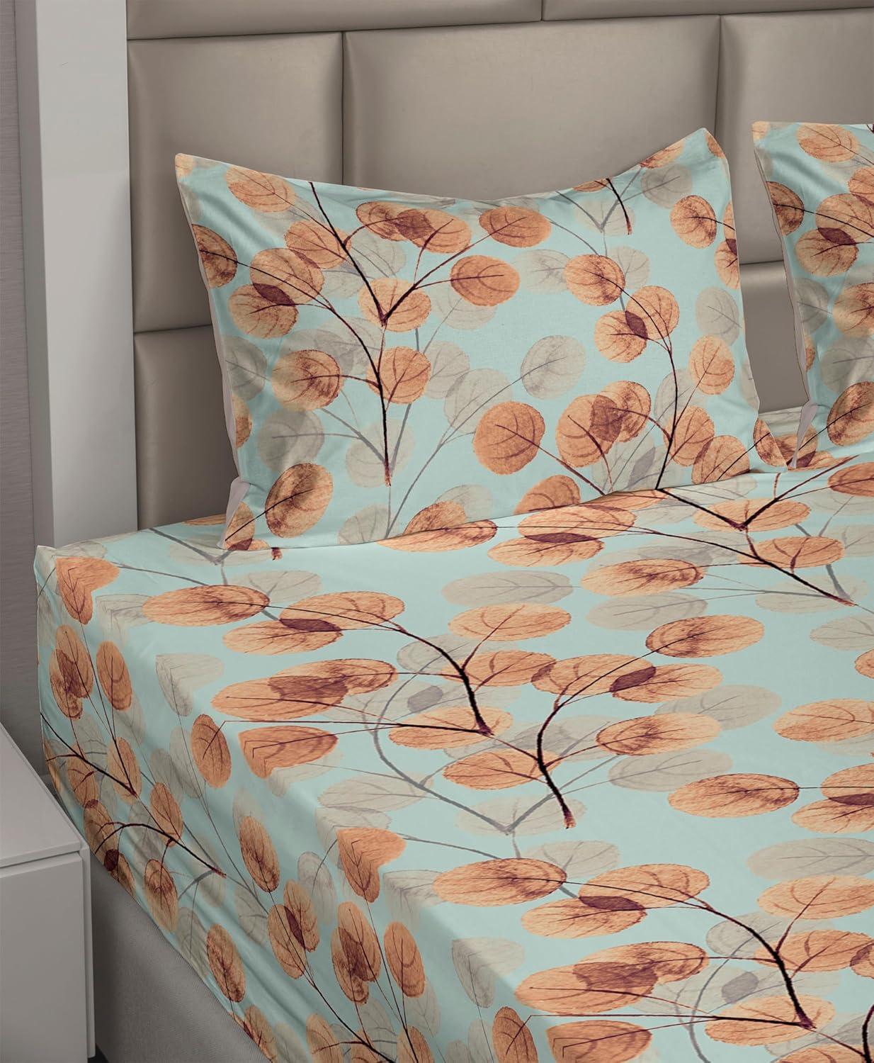 imageAmbesonne Spring Floral Sheet Set Valentines Day Concept Romantic Garden Flowers with Leaves Greenery Fitted and Flat Sheet with Pillowcases Bedding Accent 4 Piece Set Queen Seafoam Peach WhiteMint Green Burnt Sienna