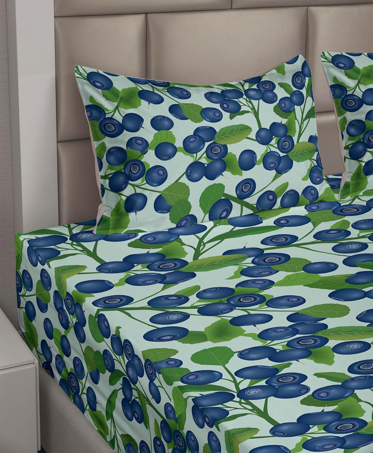 imageAmbesonne Spring Floral Sheet Set Valentines Day Concept Romantic Garden Flowers with Leaves Greenery Fitted and Flat Sheet with Pillowcases Bedding Accent 4 Piece Set Queen Seafoam Peach WhiteDark Lavender Fern Green