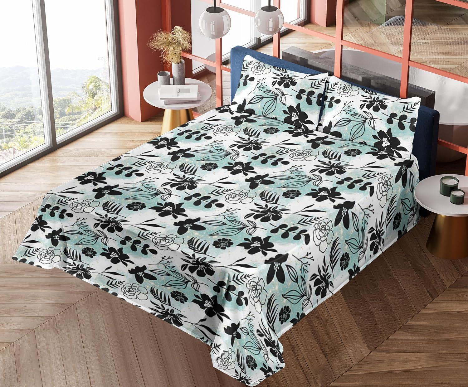 imageAmbesonne Spring Floral Sheet Set Valentines Day Concept Romantic Garden Flowers with Leaves Greenery Fitted and Flat Sheet with Pillowcases Bedding Accent 4 Piece Set Queen Seafoam Peach WhiteDark Grey White