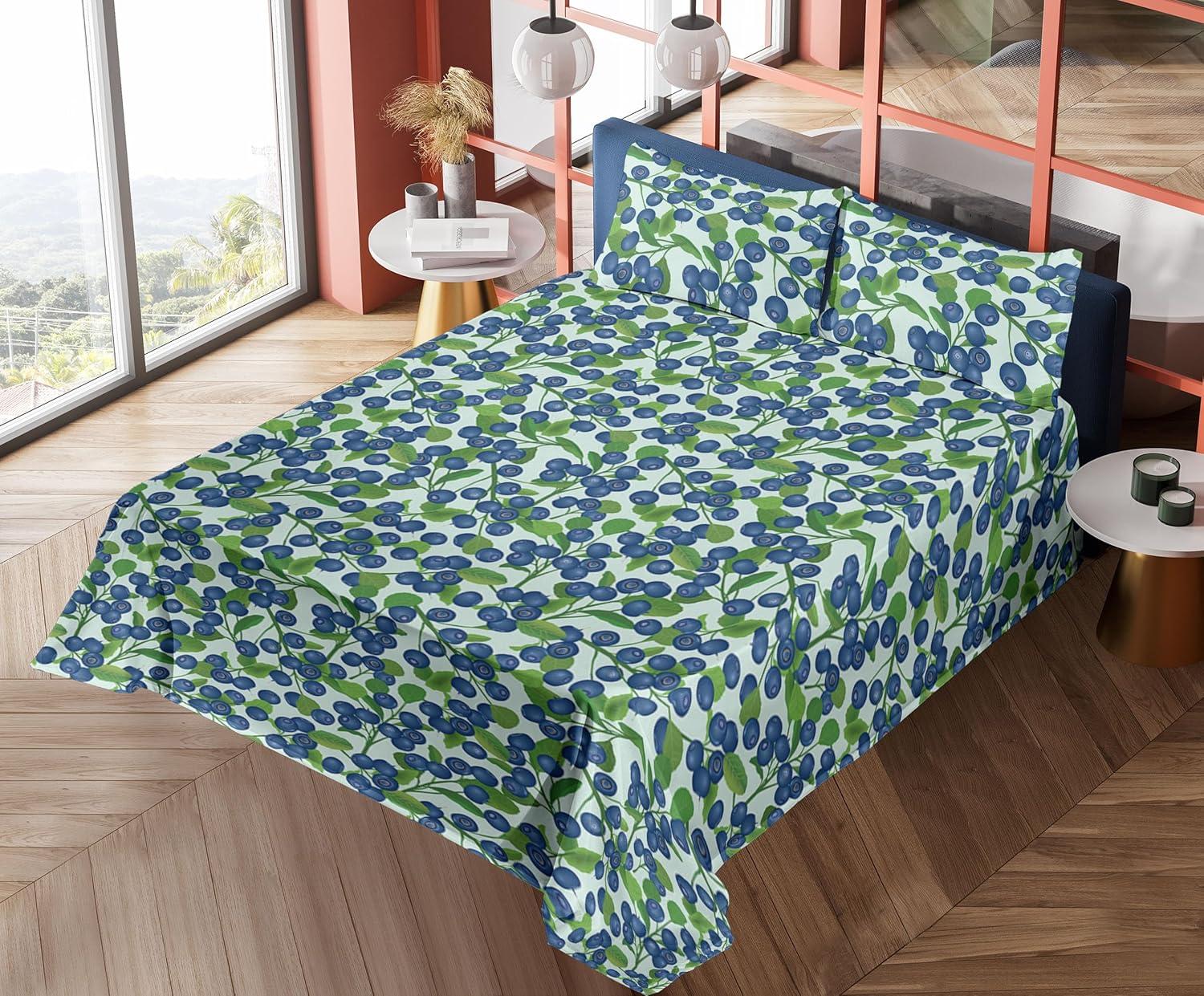 imageAmbesonne Spring Floral Sheet Set Valentines Day Concept Romantic Garden Flowers with Leaves Greenery Fitted and Flat Sheet with Pillowcases Bedding Accent 4 Piece Set Queen Seafoam Peach WhiteDark Lavender Fern Green
