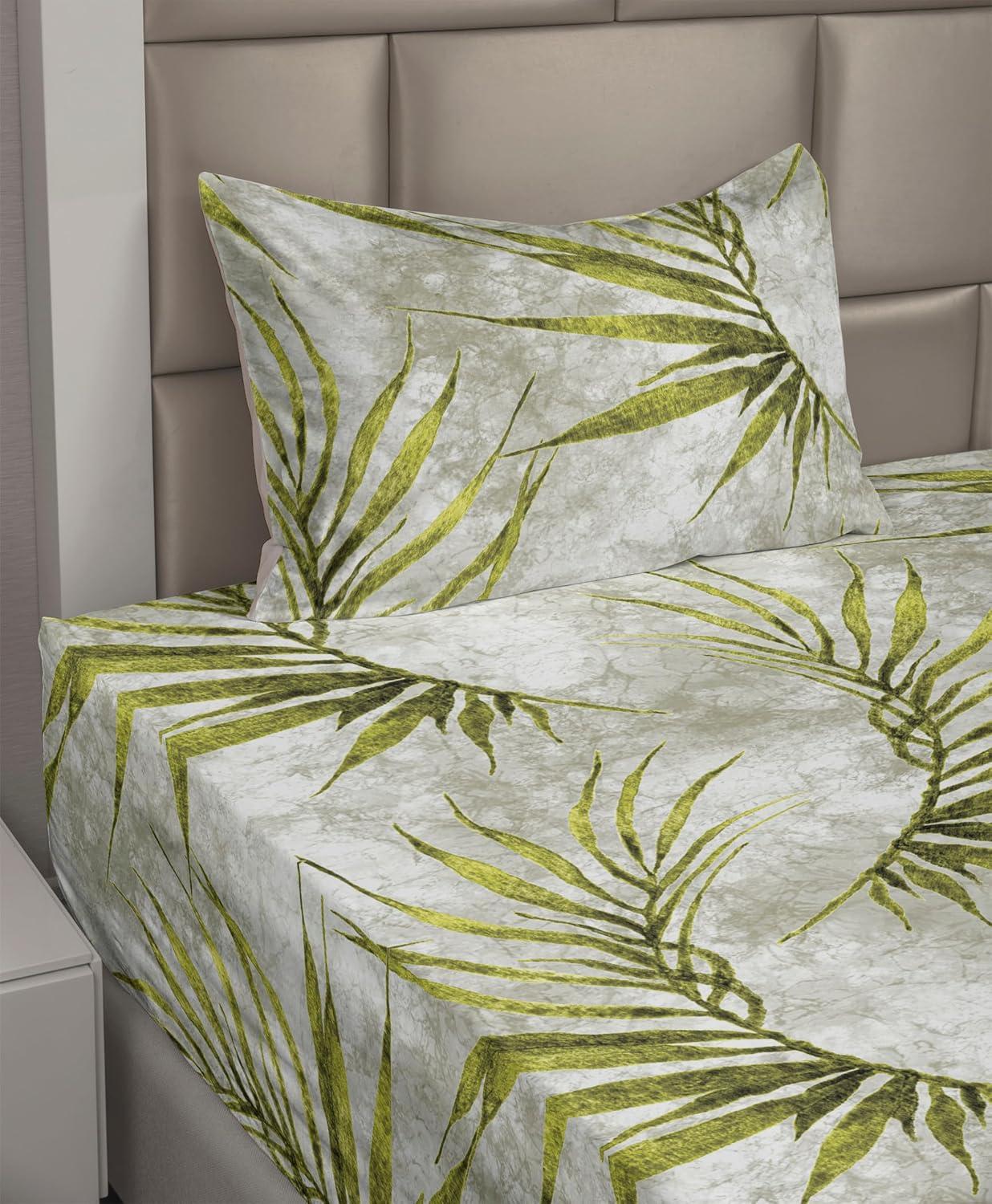 imageAmbesonne Spring Floral Sheet Set Valentines Day Concept Romantic Garden Flowers with Leaves Greenery Fitted and Flat Sheet with Pillowcases Bedding Accent 4 Piece Set Queen Seafoam Peach WhiteYellow Green Pale Grey