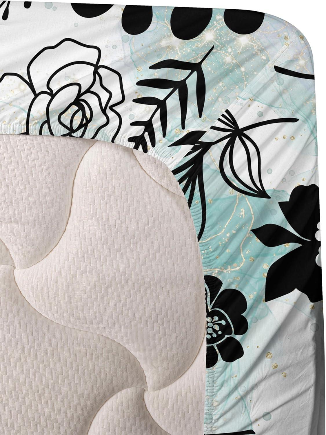 imageAmbesonne Spring Floral Sheet Set Valentines Day Concept Romantic Garden Flowers with Leaves Greenery Fitted and Flat Sheet with Pillowcases Bedding Accent 4 Piece Set Queen Seafoam Peach WhiteDark Grey White