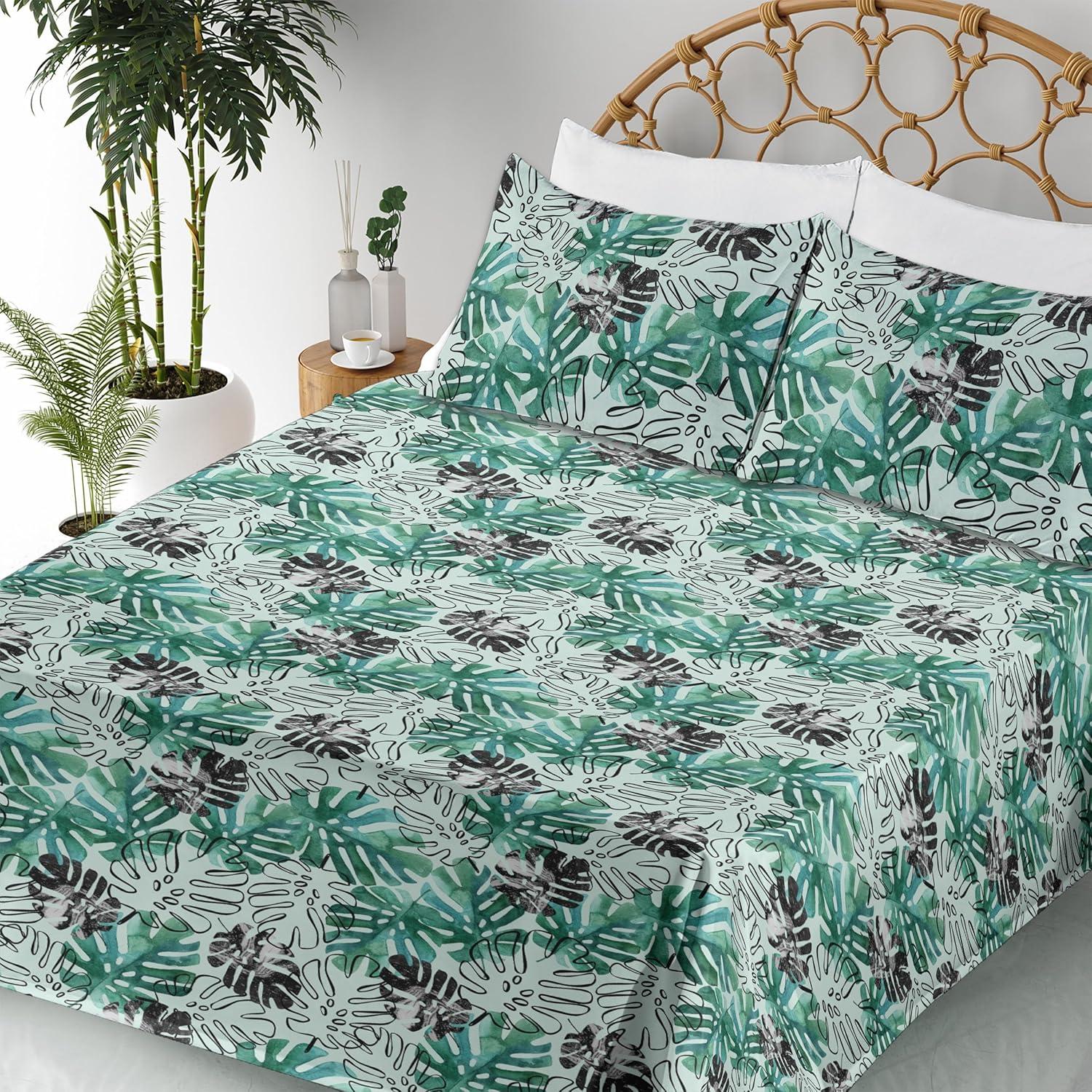 imageAmbesonne Spring Floral Sheet Set Valentines Day Concept Romantic Garden Flowers with Leaves Greenery Fitted and Flat Sheet with Pillowcases Bedding Accent 4 Piece Set Queen Seafoam Peach WhitePale Petrol Blue Grey