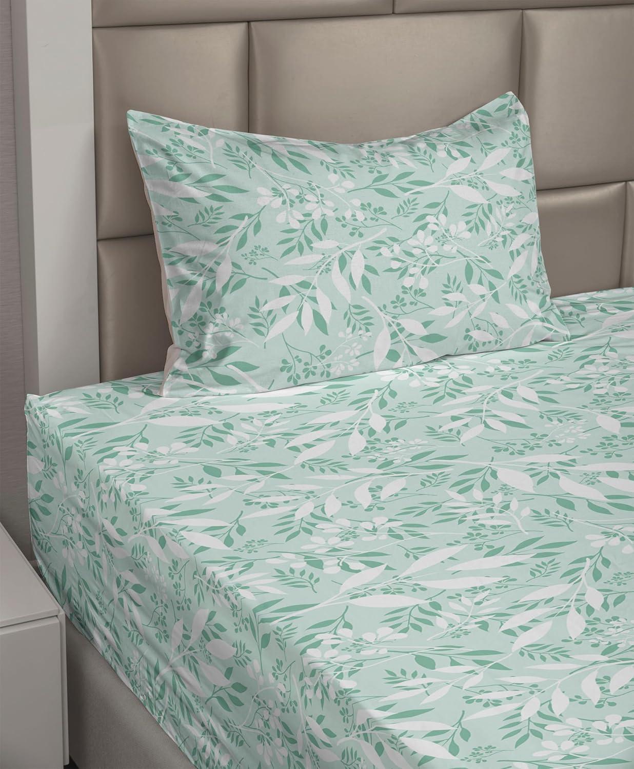 imageAmbesonne Spring Floral Sheet Set Valentines Day Concept Romantic Garden Flowers with Leaves Greenery Fitted and Flat Sheet with Pillowcases Bedding Accent 4 Piece Set Queen Seafoam Peach WhiteAlmond Green White