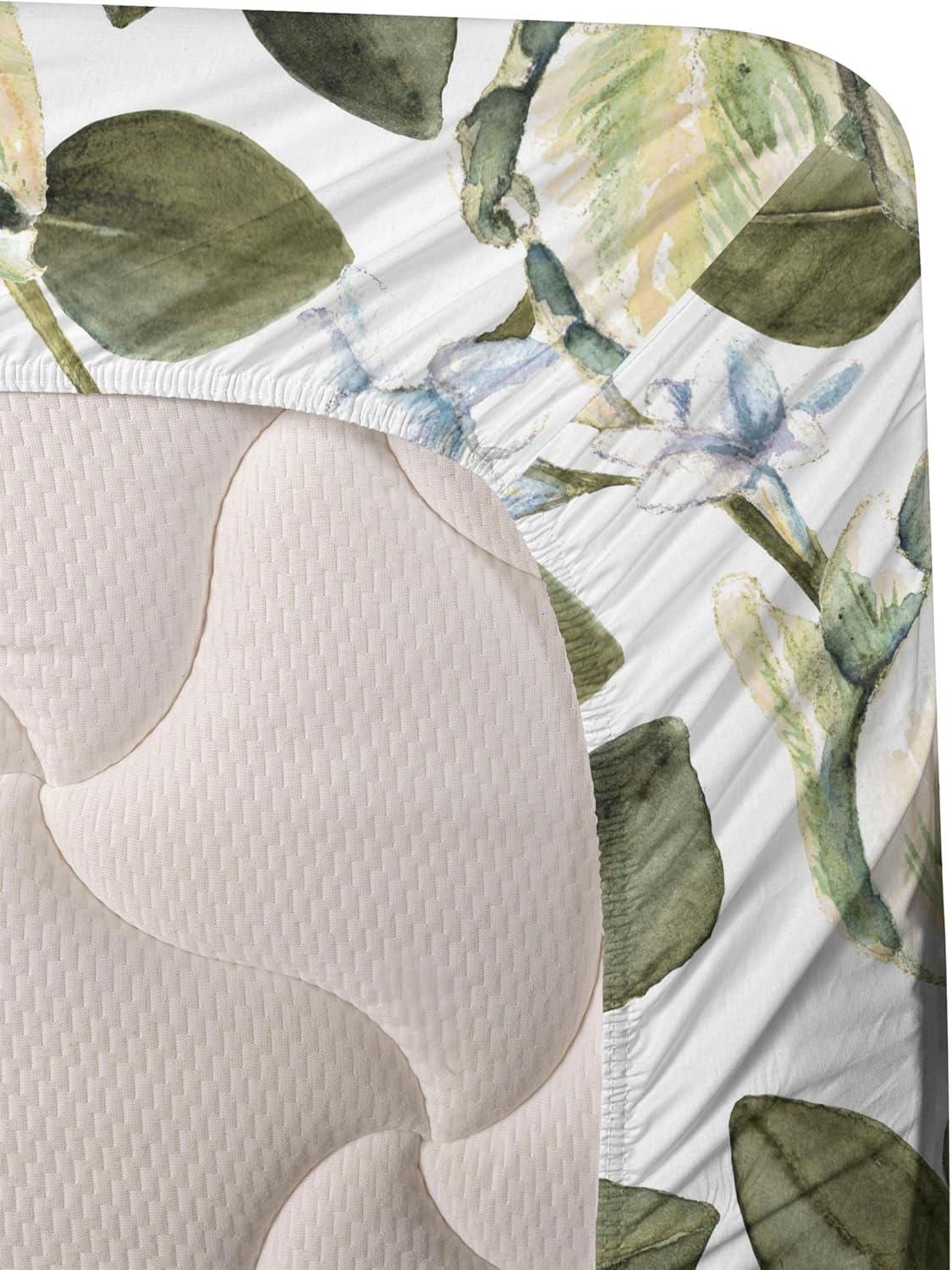 imageAmbesonne Spring Floral Sheet Set Valentines Day Concept Romantic Garden Flowers with Leaves Greenery Fitted and Flat Sheet with Pillowcases Bedding Accent 4 Piece Set Queen Seafoam Peach WhitePistachio Green and White