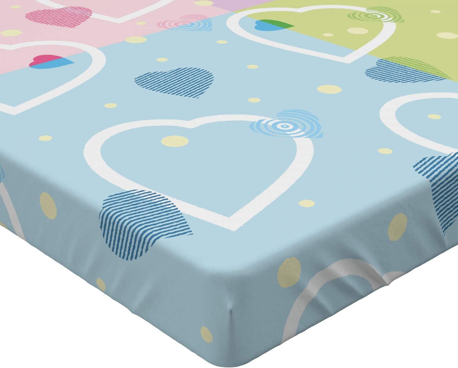 imageAmbesonne Valentine Fitted Sheet Big Little Heart Motifs on Colorful Background with Dots Romance Love Theme Bed Cover with AllRound Elastic Deep Pocket for Comfort Queen Size MulticolorMulticolor