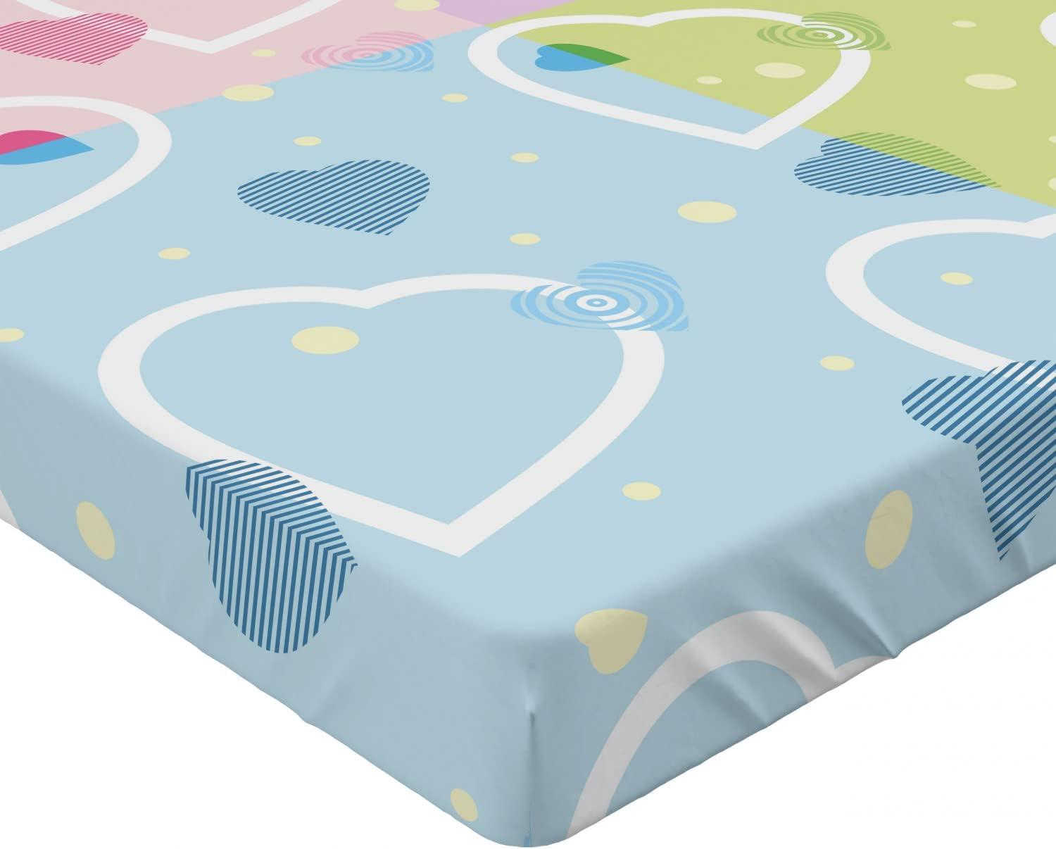 imageAmbesonne Valentine Fitted Sheet Big Little Heart Motifs on Colorful Background with Dots Romance Love Theme Bed Cover with AllRound Elastic Deep Pocket for Comfort Queen Size MulticolorMulticolor