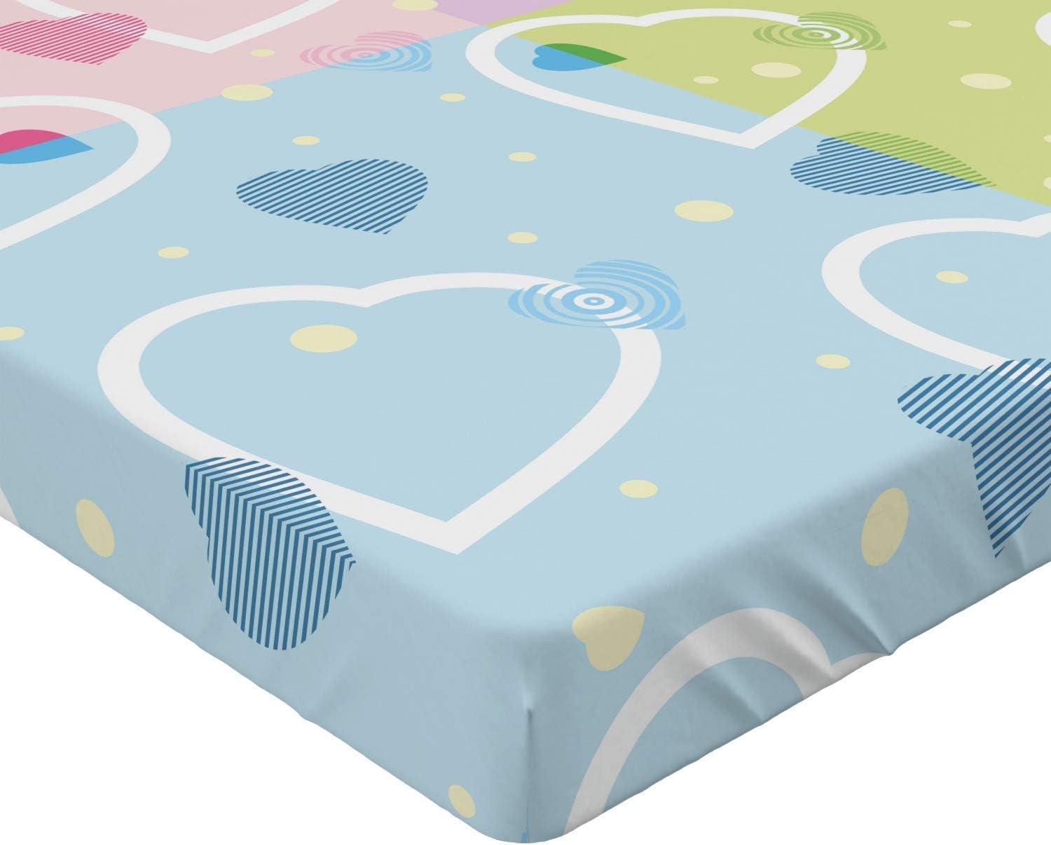 imageAmbesonne Valentine Fitted Sheet Big Little Heart Motifs on Colorful Background with Dots Romance Love Theme Bed Cover with AllRound Elastic Deep Pocket for Comfort Queen Size MulticolorMulticolor