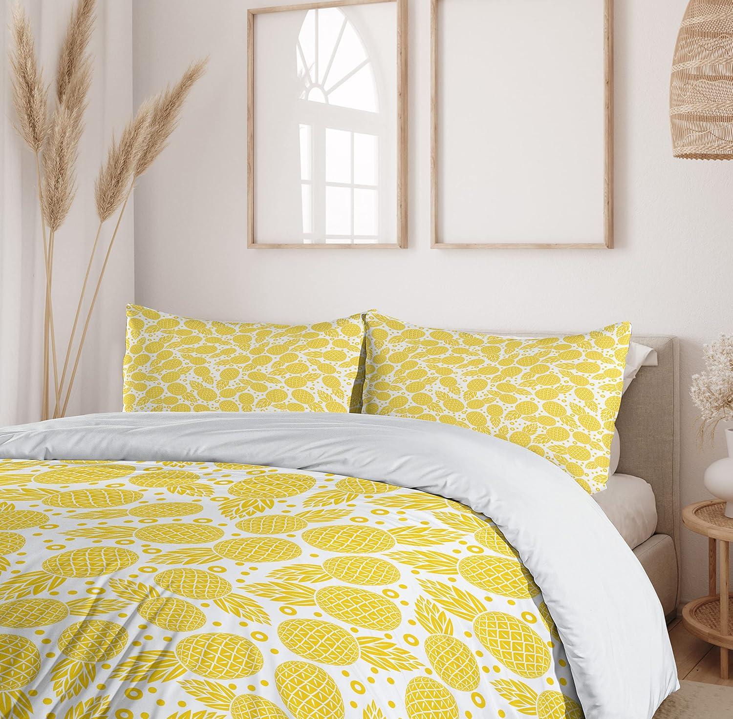 imageAmbesonne Valentines Day Duvet Cover Set Love Tree with Heart Romance Fruits Leaves Forest Couple Art Decorative 3 Piece Bedding Set with 2 Pillow Shams King Size Vermilion BlackWhite and Yellow