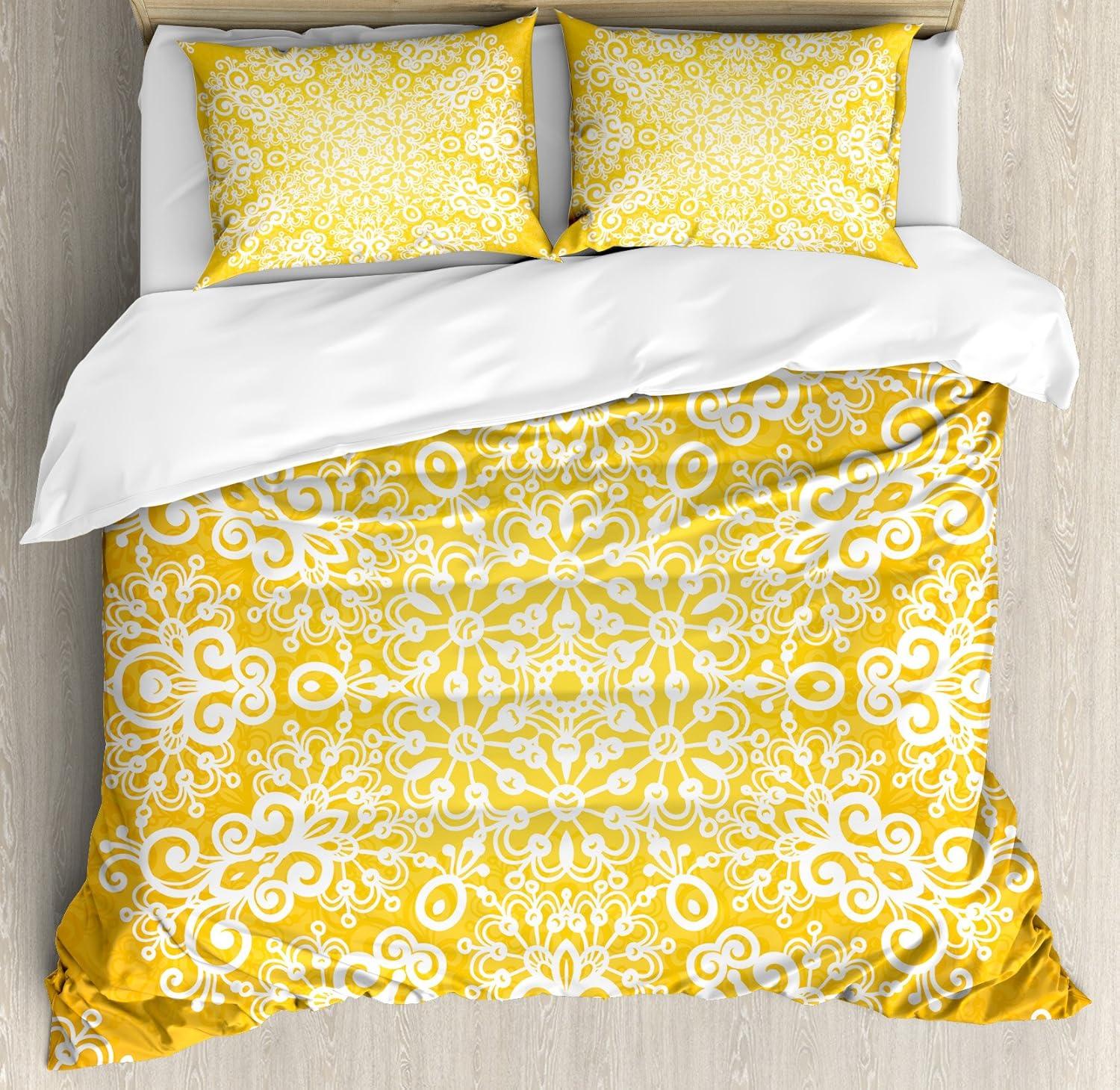 imageAmbesonne Valentines Day Duvet Cover Set Love Tree with Heart Romance Fruits Leaves Forest Couple Art Decorative 3 Piece Bedding Set with 2 Pillow Shams King Size Vermilion BlackYellow and White