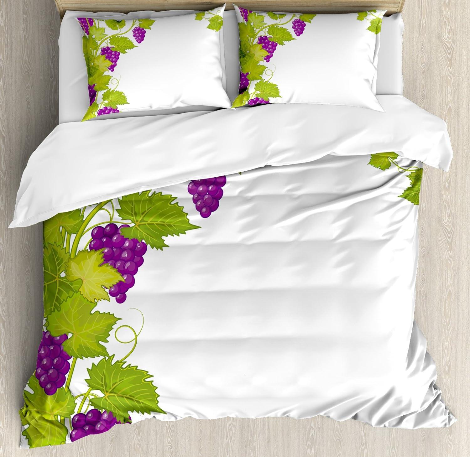 imageAmbesonne Valentines Day Duvet Cover Set Love Tree with Heart Romance Fruits Leaves Forest Couple Art Decorative 3 Piece Bedding Set with 2 Pillow Shams King Size Vermilion BlackViolet Green