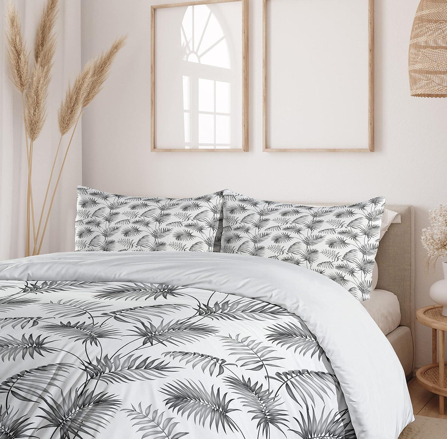imageAmbesonne Valentines Day Duvet Cover Set Love Tree with Heart Romance Fruits Leaves Forest Couple Art Decorative 3 Piece Bedding Set with 2 Pillow Shams King Size Vermilion BlackDimgrey and White